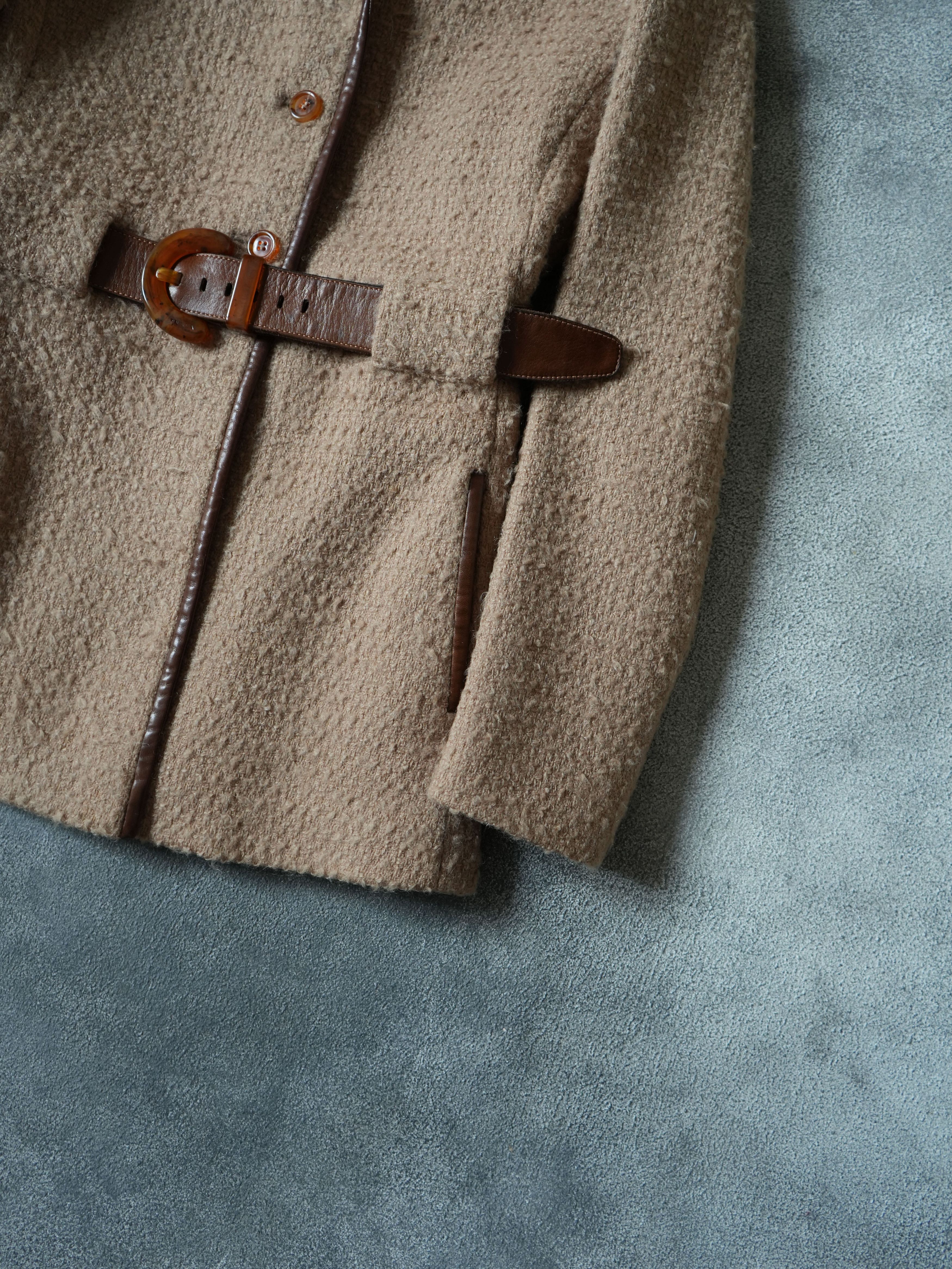 Prada F/W 1996 Prada Carolyn Bessette Kennedy Leather / Wool Coat Size L / US 10 / IT 46 - 6 Thumbnail