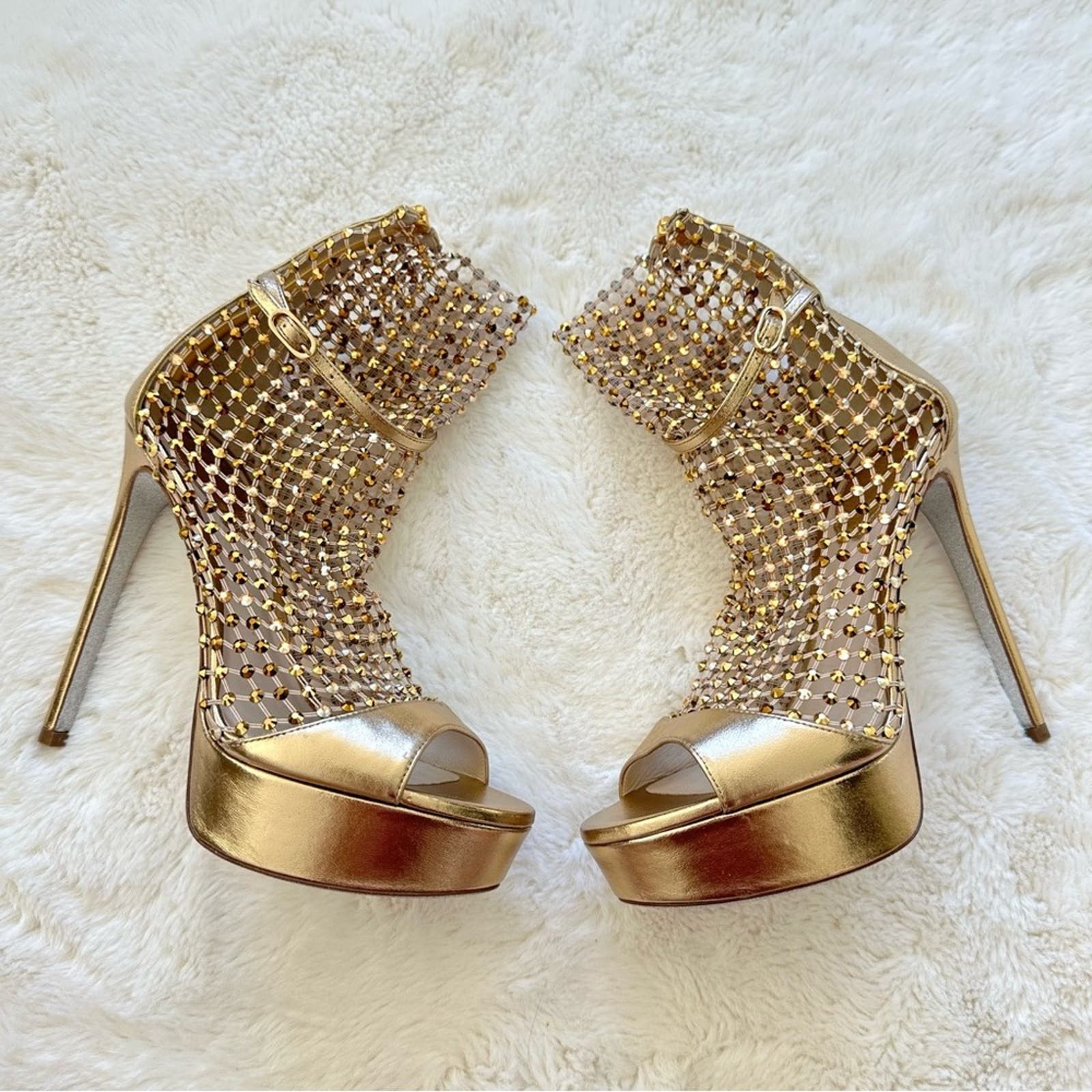 image of New!!! Rene Caovilla Galaxia Mesh Size 36 Eu Retail 1960$ Shoes in Gold, Women's