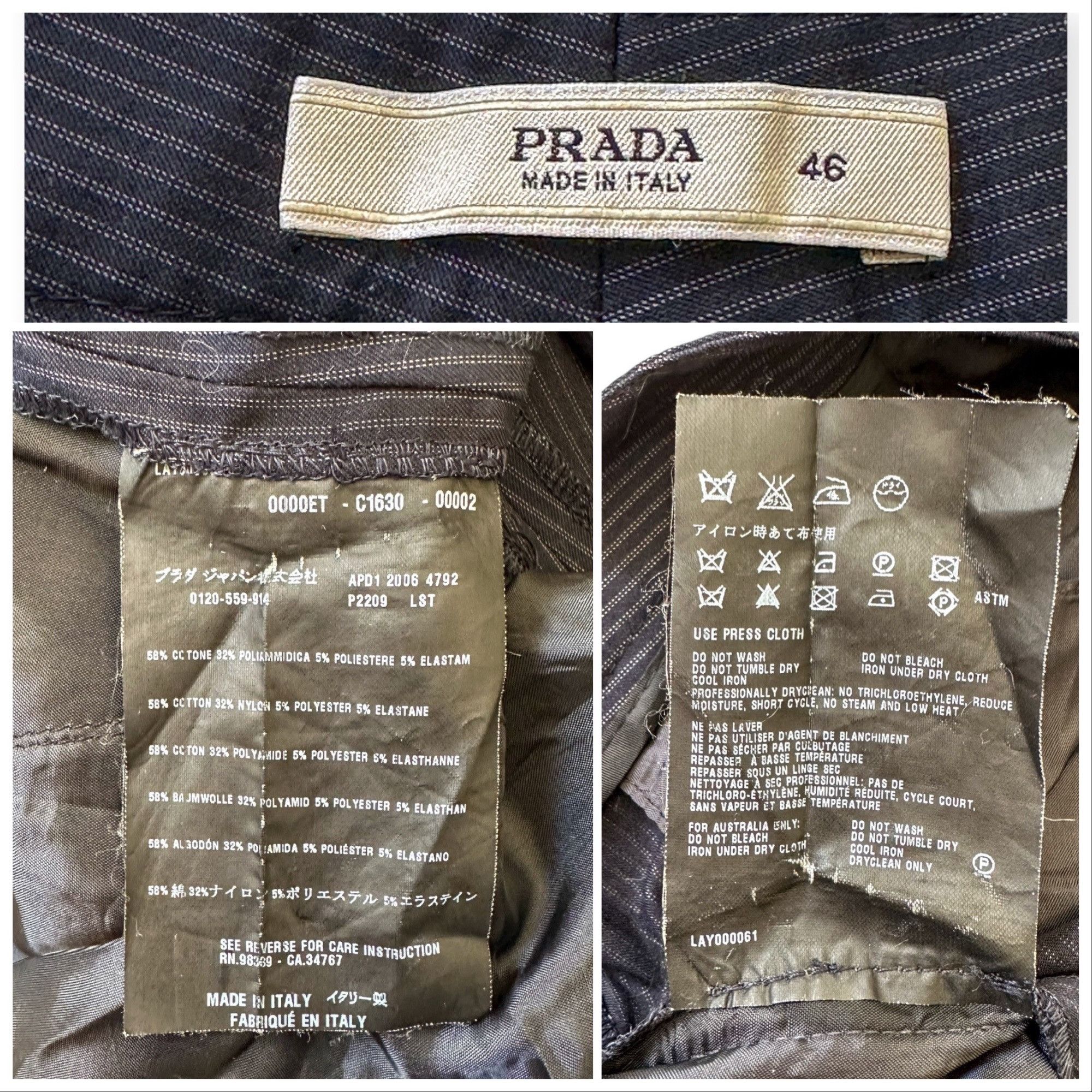 Prada Prada Blue Striped Cotton Pants, Size Italian 46/L Size 32" / US 10 / IT 46 - 3 Thumbnail