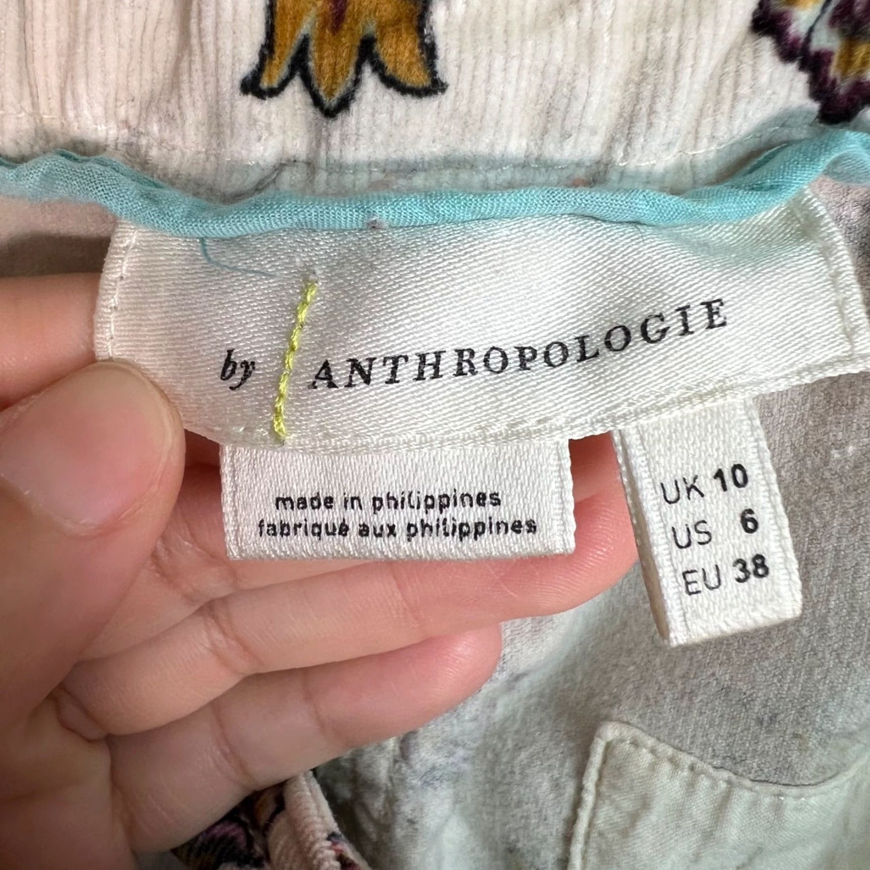 Anthropologie Anthropologie Women's Floral Corduroy Pants Size 6 High Rise Tapered Ankle Ivory Casual Size 28" / US 6 / IT 42 - 3 Thumbnail