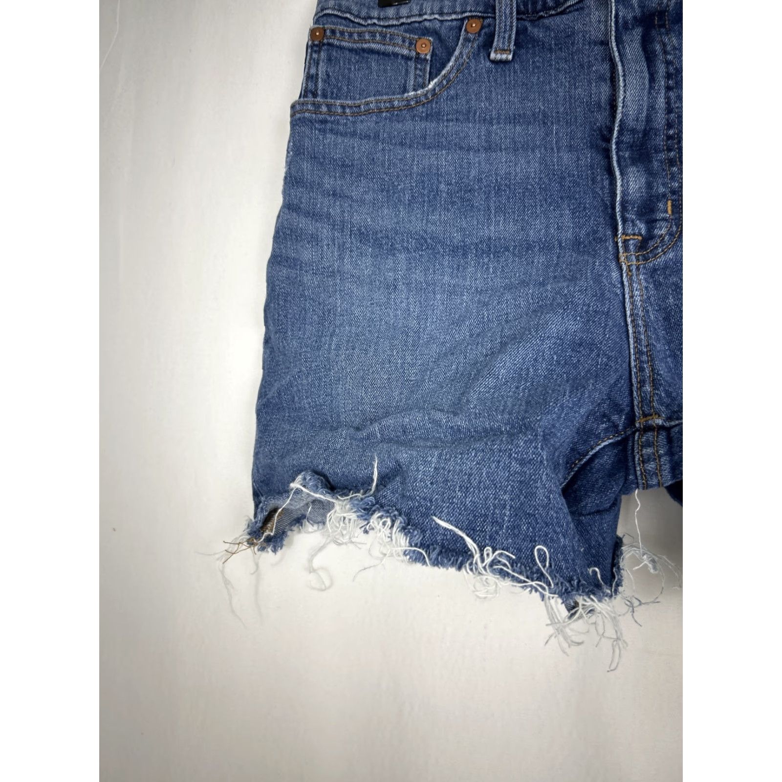 Madewell Madewell Shorts Women 29 High-Rise Cut-Off Blue Denim Medium Wash 30x5 Size 29" - 2 Thumbnail