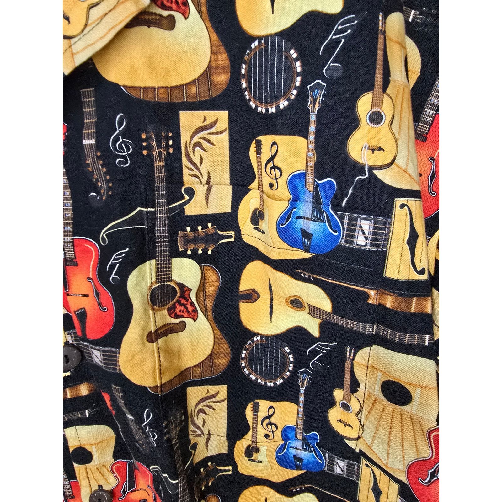 Vintage Vintage Max Boxxer Shirt Guitar AOP Hawaiian Button Down Size US L / EU 52-54 / 3 - 3 Thumbnail