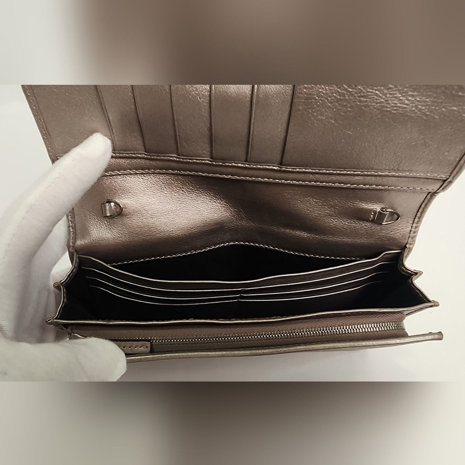 Gucci Gucci GG Imprime Continental Wallet Metallic Silver/Grey WOC Size ONE SIZE - 12 Thumbnail