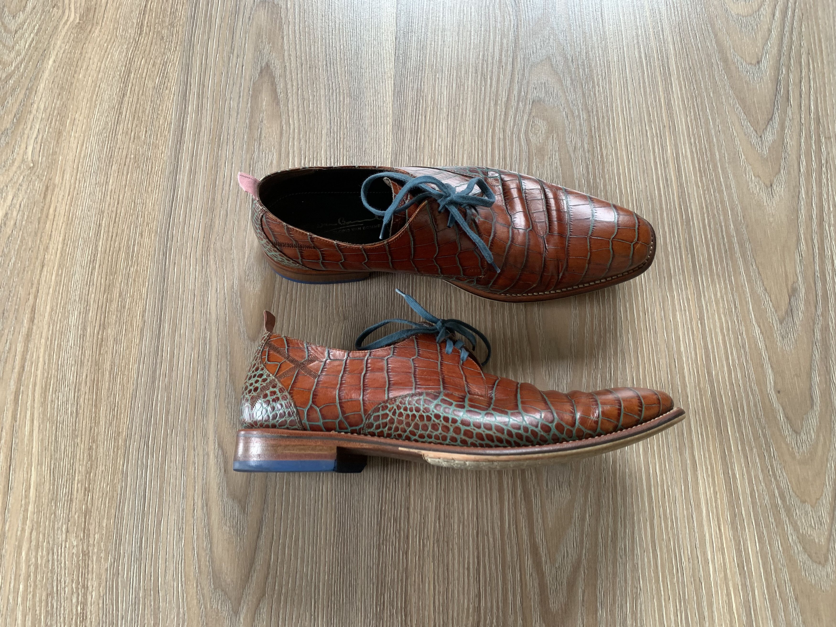Floris van Bommel Floris Van Bommel Croc Embossed Leather Derby Shoes Size US 8.5 / EU 41-42 - 1 Thumbnail