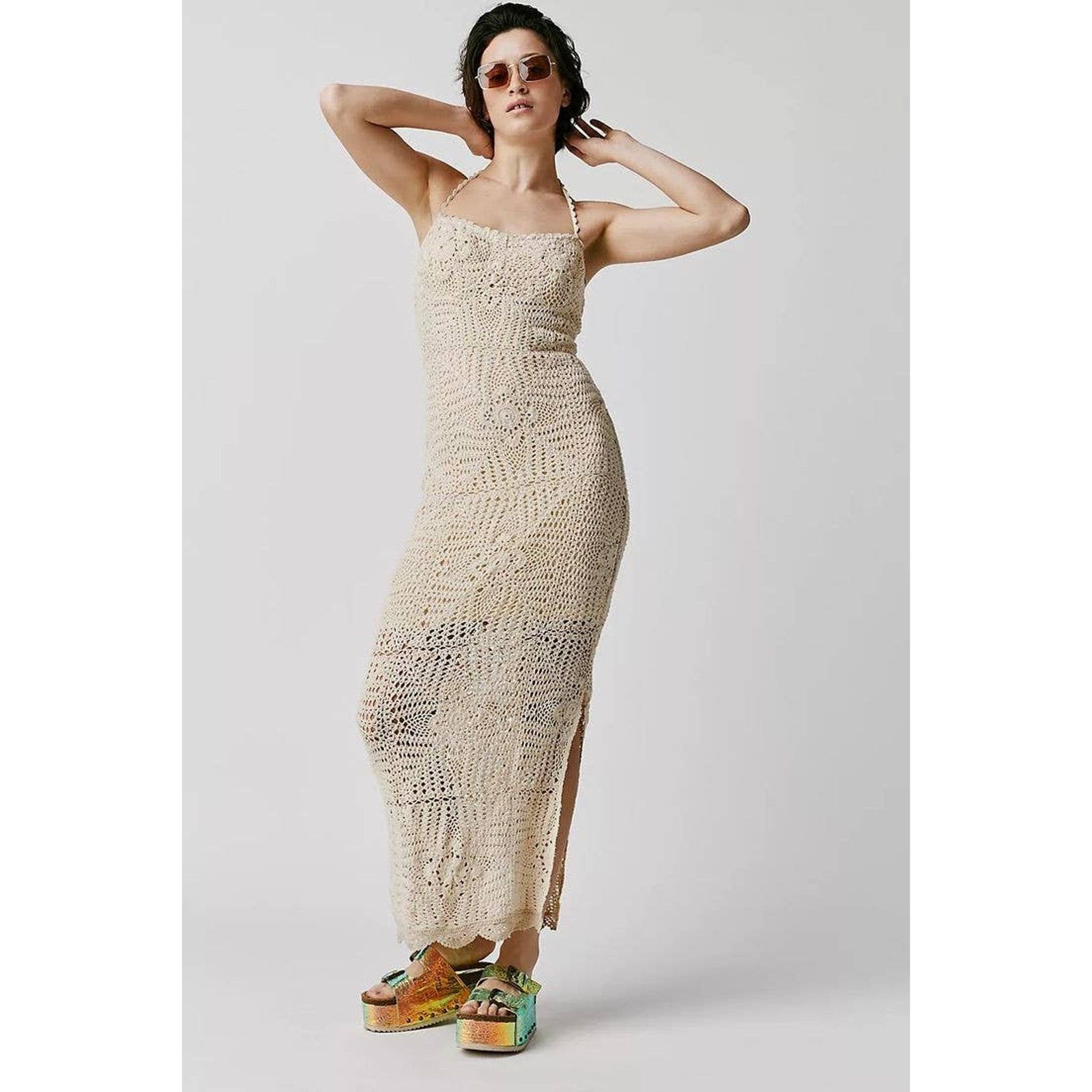 Free People New Free People Dahlia Chrochet Bodycon Maxi Dress $168 Sz M Size M / US 6-8 / IT 42-44 - 2 Thumbnail