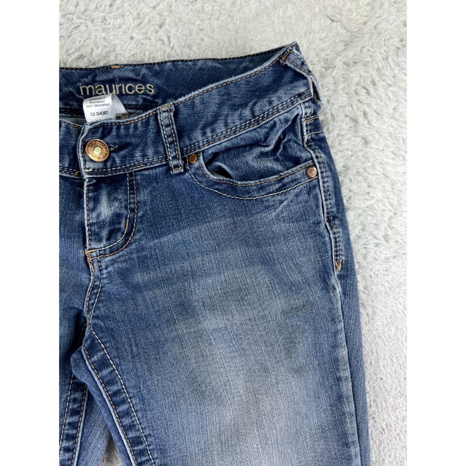 Vintage Maurices Jeans Womens 1 Blue Denim Bootcut Embroidered Cotton Blend Pant Size 25" / US 0 / IT 36 - 6 Thumbnail