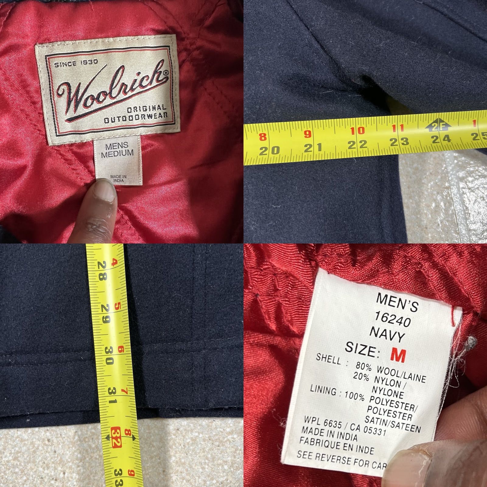Vintage RARE WOOLRICH MEN NAVY DOUBLE BREASTED WOOL PEA COAT JACKET LINED MEDIUM Blue Wool Size US M / EU 48-50 / 2 - 8 Thumbnail