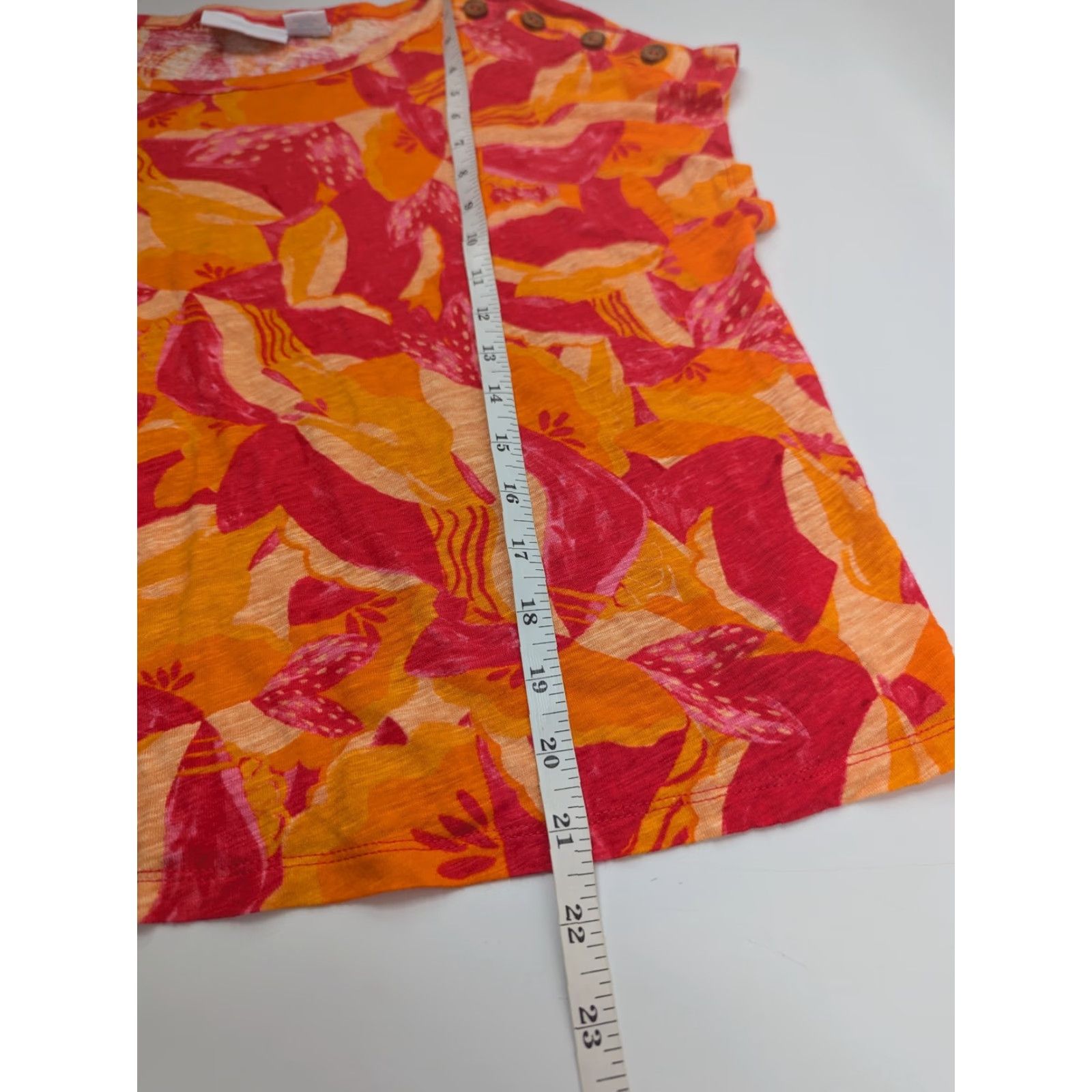Cynthia Rowley Cynthia Rowley Womens L Boxy Top Orange Pink Scoop Neck Sleeveless Pullover Boho Shirt Size L / US 10 / IT 46 - 4 Thumbnail
