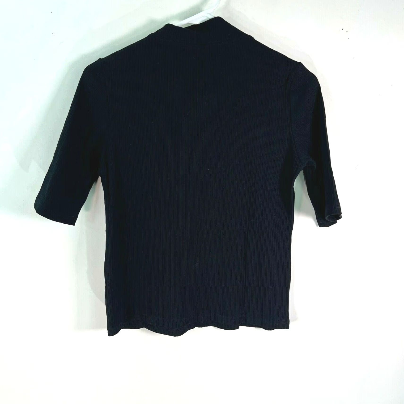 Shein Shein Brand Womens T Shirt Size Large Black Mock Neck Slight Stretch Fitted Pullover Short Sleeve Pullover Casual Size L / US 10 / IT 46 - 3 Thumbnail