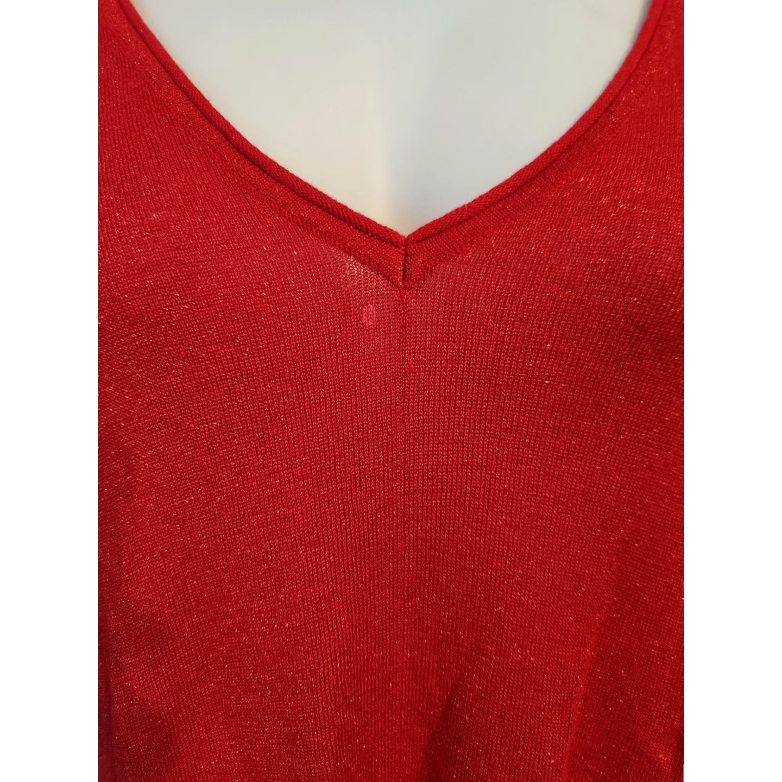 Vintage Lane Bryant Red Metallic 3/4 Sleeve Lightweight Sweater Top 14/16 Plus Womens Pullover Casual Knit Top Size XL / US 12-14 / IT 48-50 - 2 Thumbnail