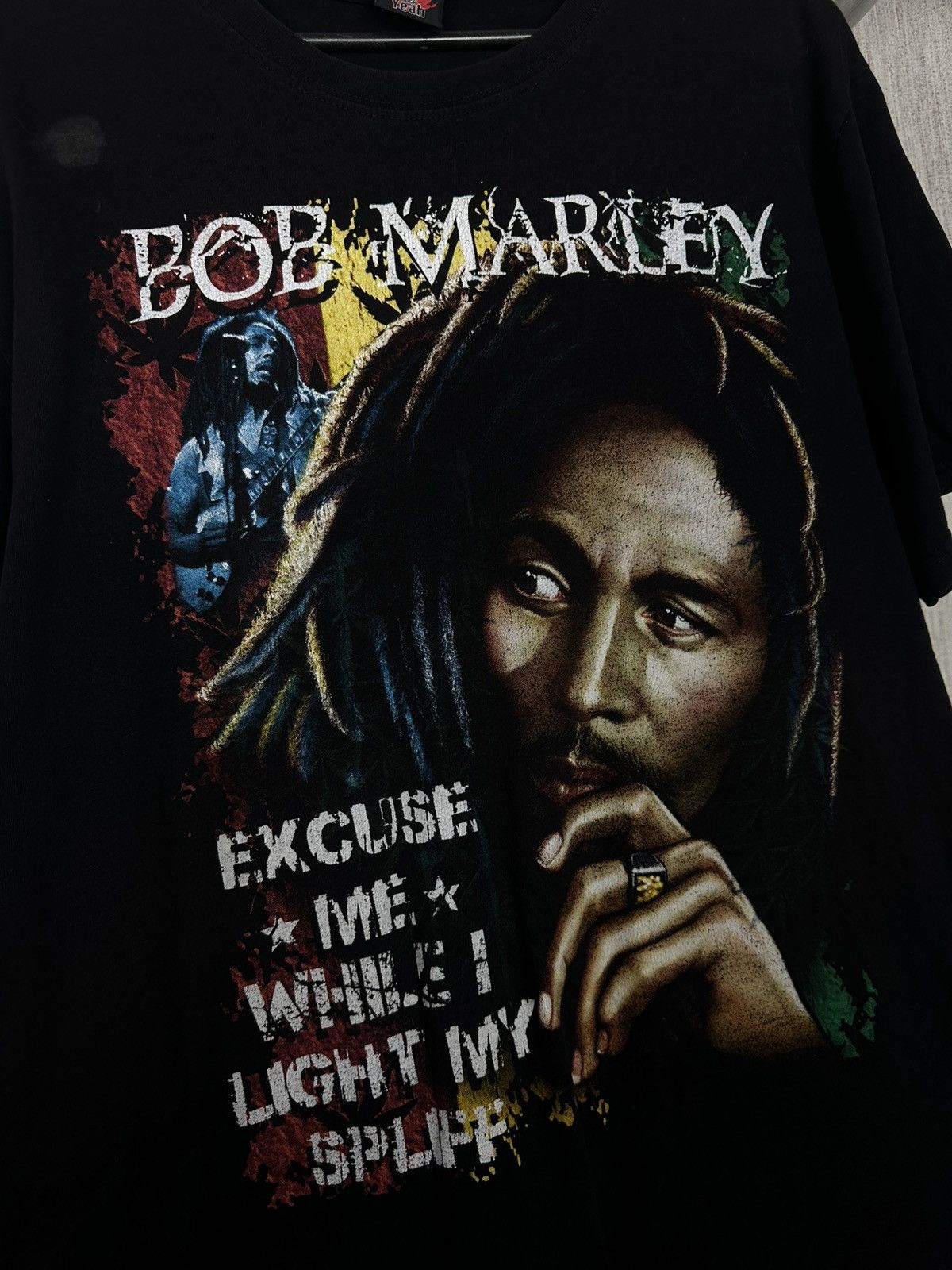 Band Tees × Vintage Bob Marley EXCUSE ME WHILS I LIGHT MY SPLFF Rock Yeah Tee Size US XL / EU 56 / 4 - 3 Thumbnail