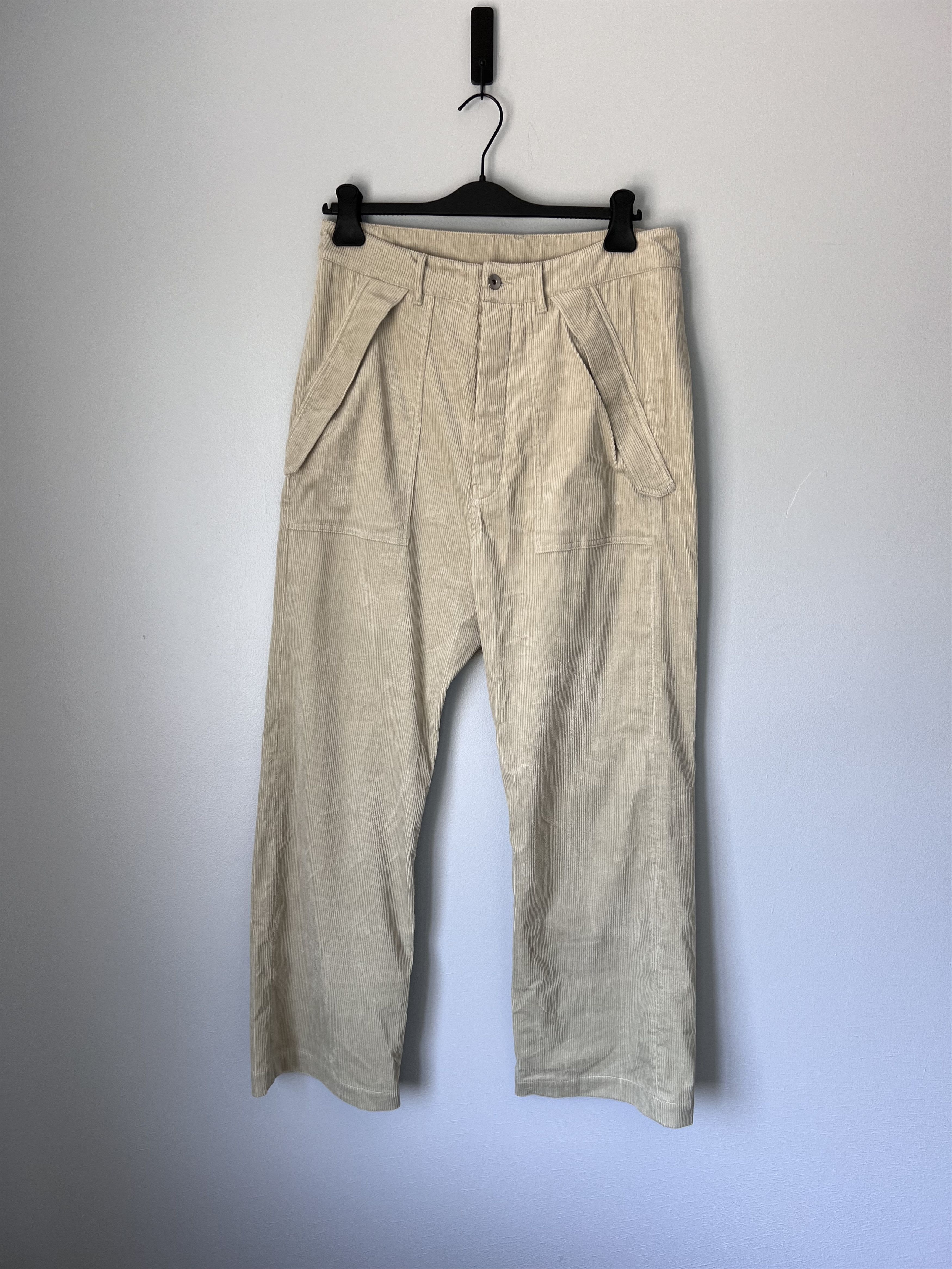 Rick Owens DRKSHDW Corduroy Cargo Trousers in Pearl
