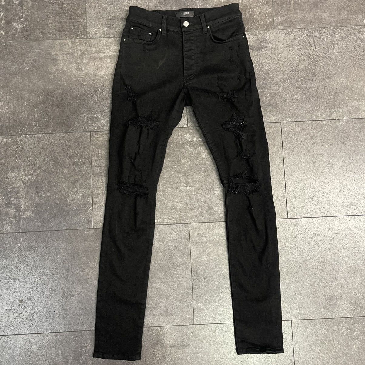 Amiri Amiri Destroyed Thrasher Denim Jeans Aged Black Size US 30 / EU 46 - 1 Thumbnail