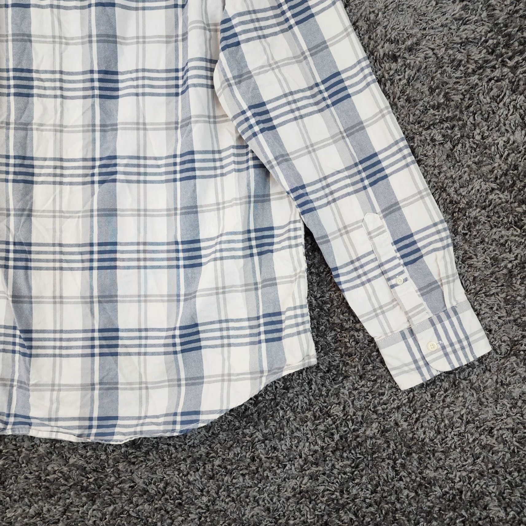 American Eagle Outfitters American Eagle Shirt XL White Gray Plaid Long Sleeve Button Up Mens Size US XL / EU 56 / 4 - 6 Thumbnail