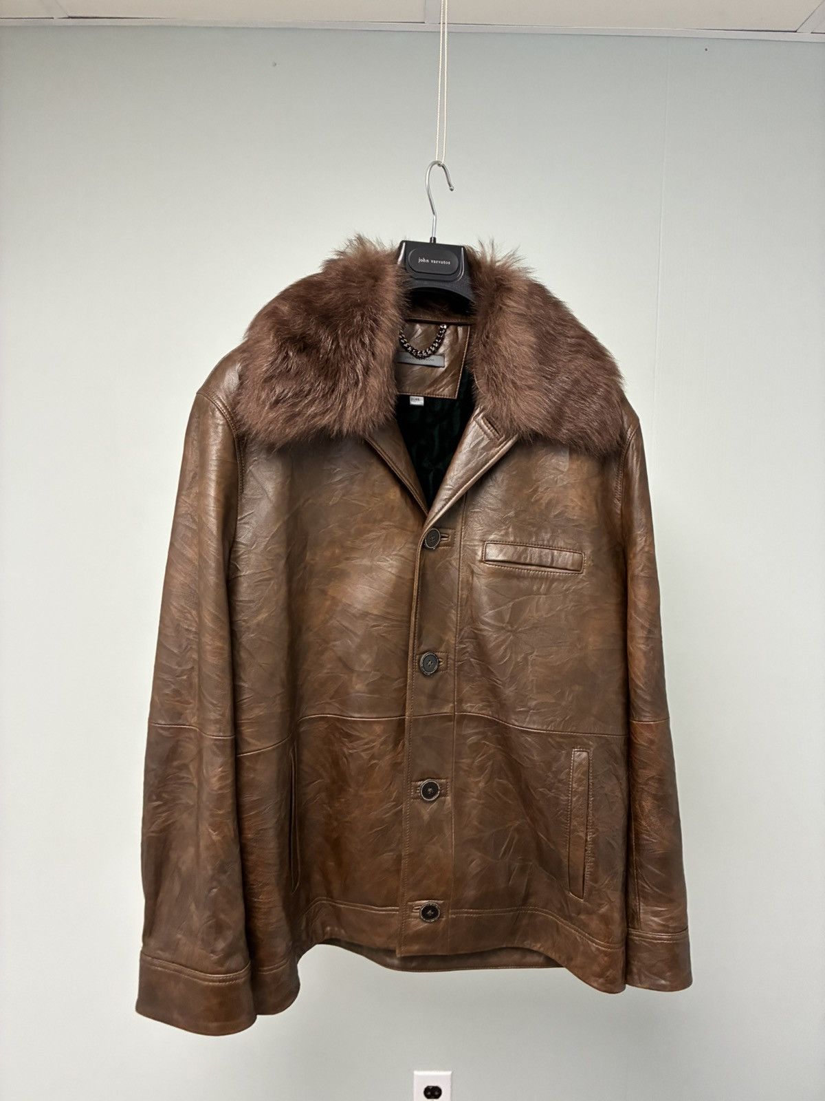 John Varvatos Fox Collar Leather Coat EU 48 USA 38 Size US M / EU 48-50 / 2 - 10 Thumbnail