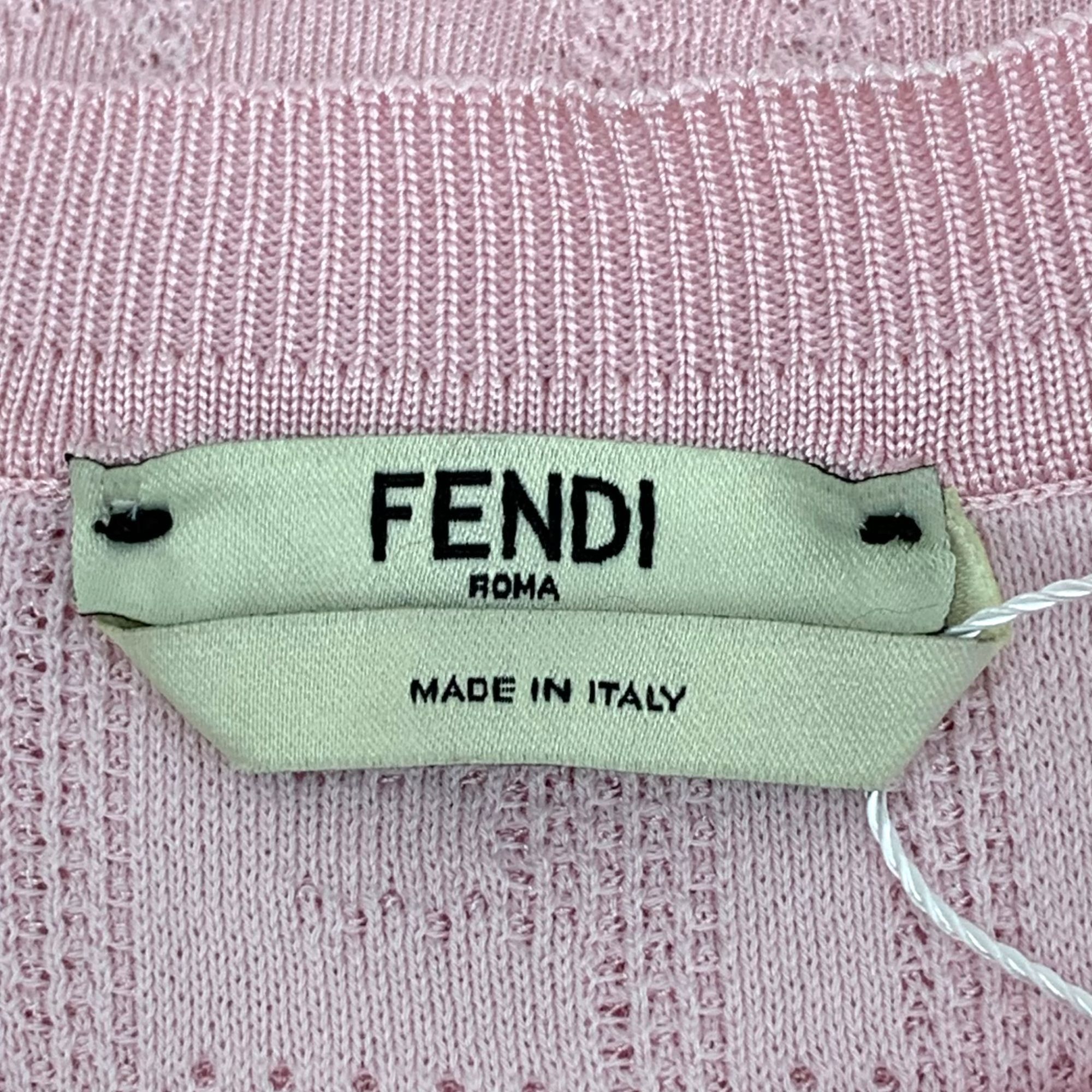Fendi Fendi Pink Logo Jacquard Cotton Round-Neck Short-Sleeve Knit Size M / US 6-8 / IT 42-44 - 2 Thumbnail