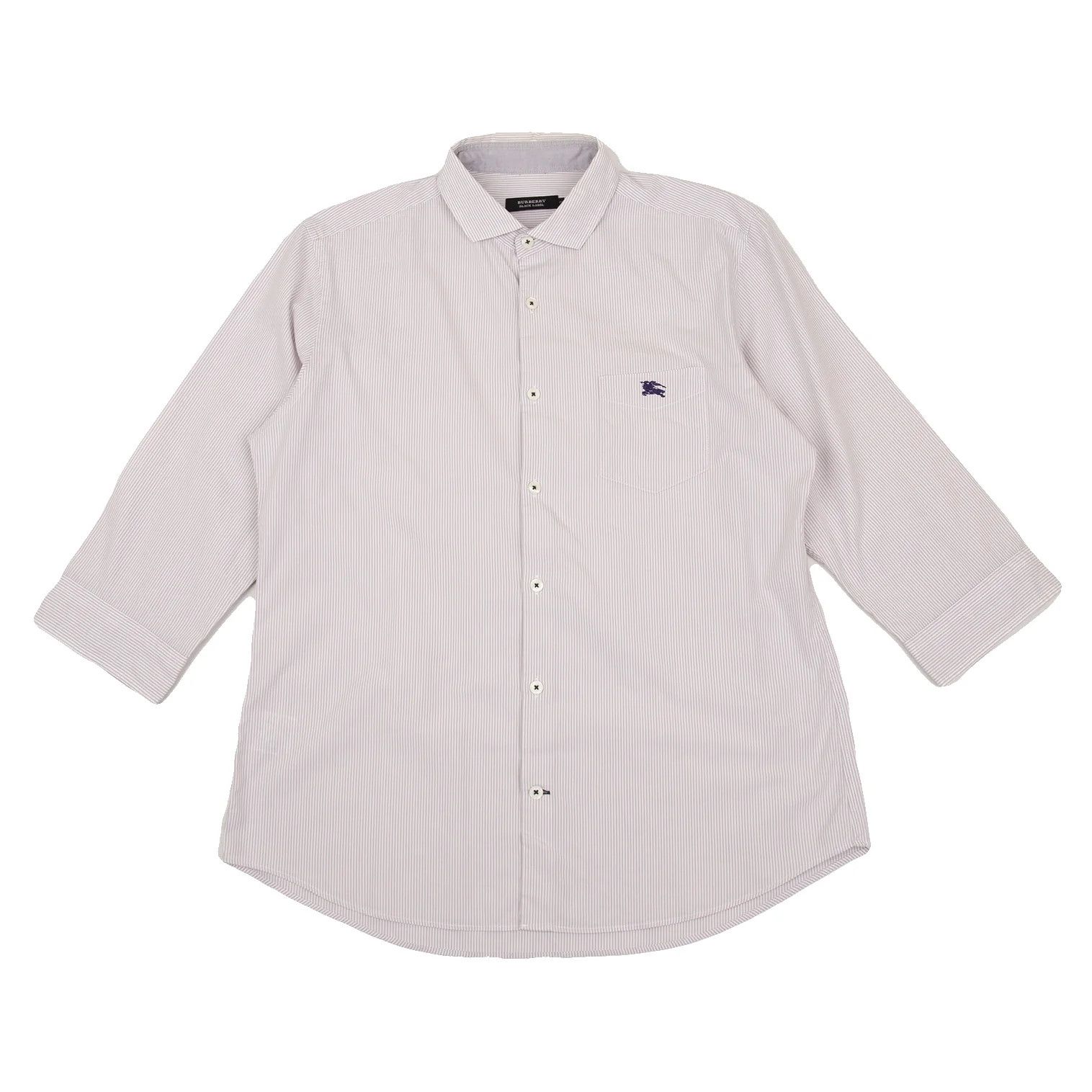 Burberry Cotton Stripe 7/8 Sleeve Shirt in Light Purple Size US S / EU 44-46 / 1 - 1 Thumbnail
