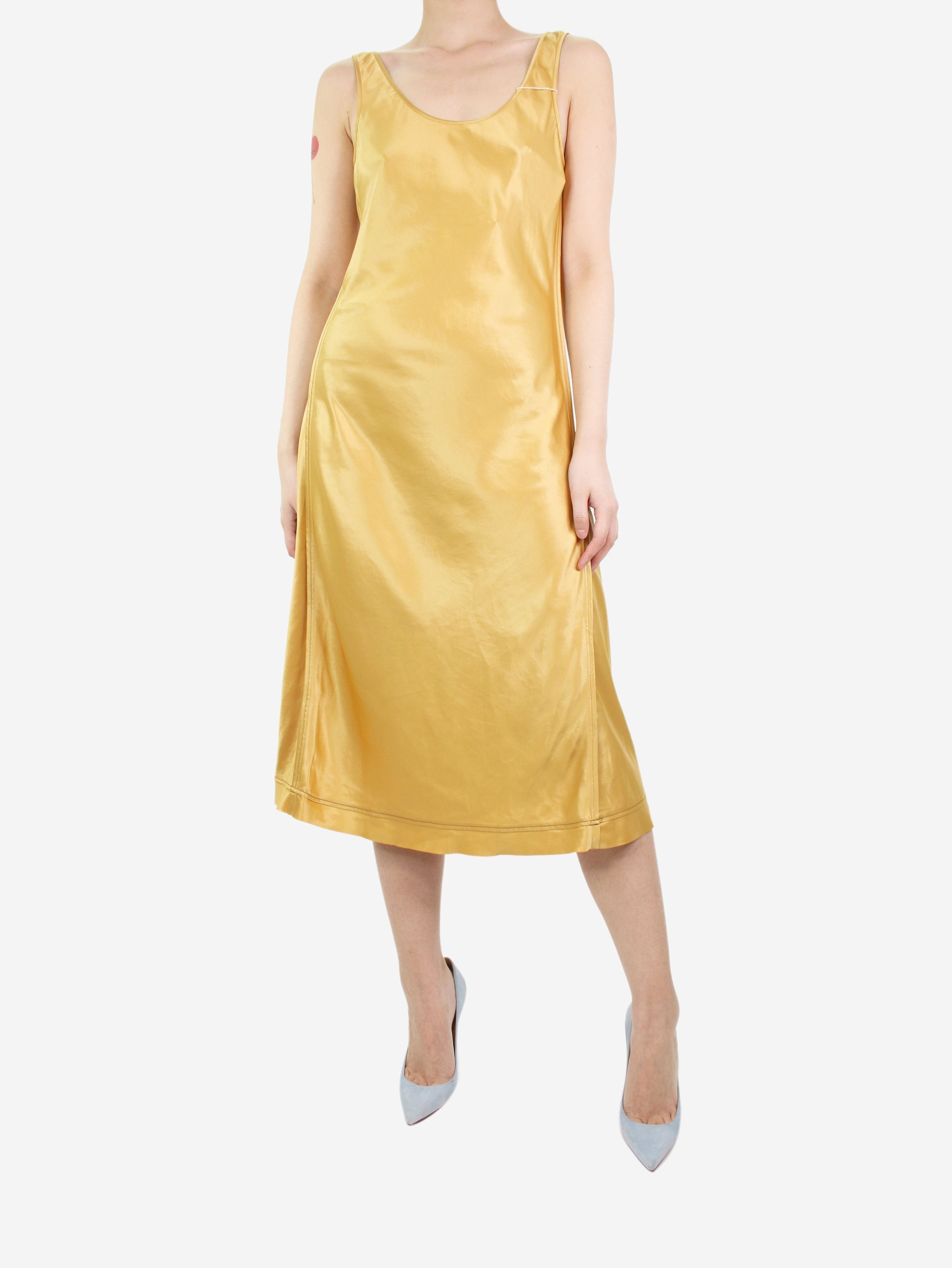 image of Acne Studios Yellow Satin Slip Dress - Size Uk 8, Women's