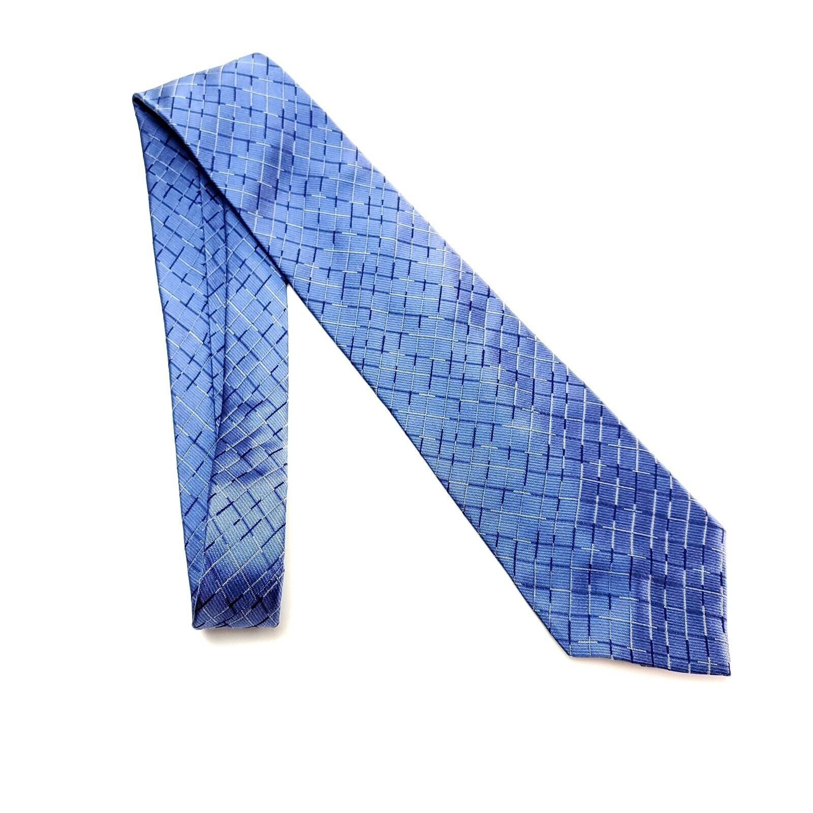 Calvin Klein Calvin Klein Silk Tie Blue Woven Plaid Size ONE SIZE - 6 Thumbnail