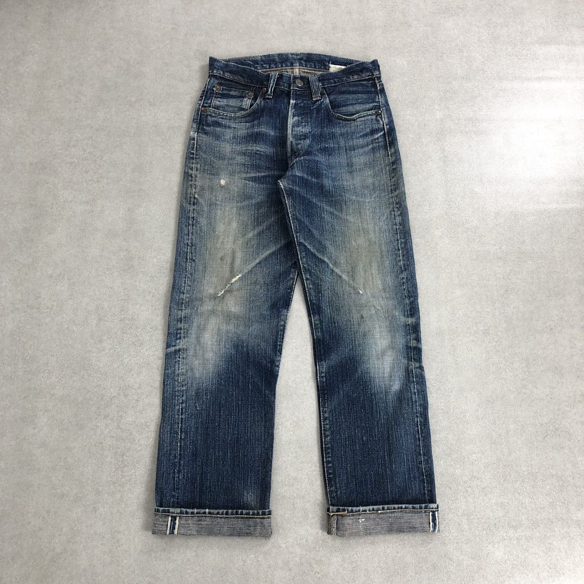 Japanese Brand × Sugar Cane 🇯🇵 Vintage Sugar Cane Onikiwa Distressed Faded Selvedge Jeans Size US 27 - 1 Thumbnail