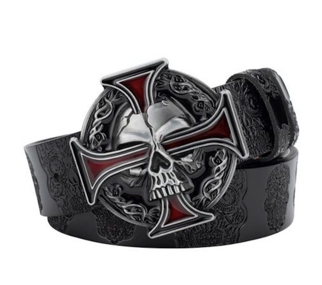 Jewelry Skull Leather Belt Size ONE SIZE - 1 Thumbnail