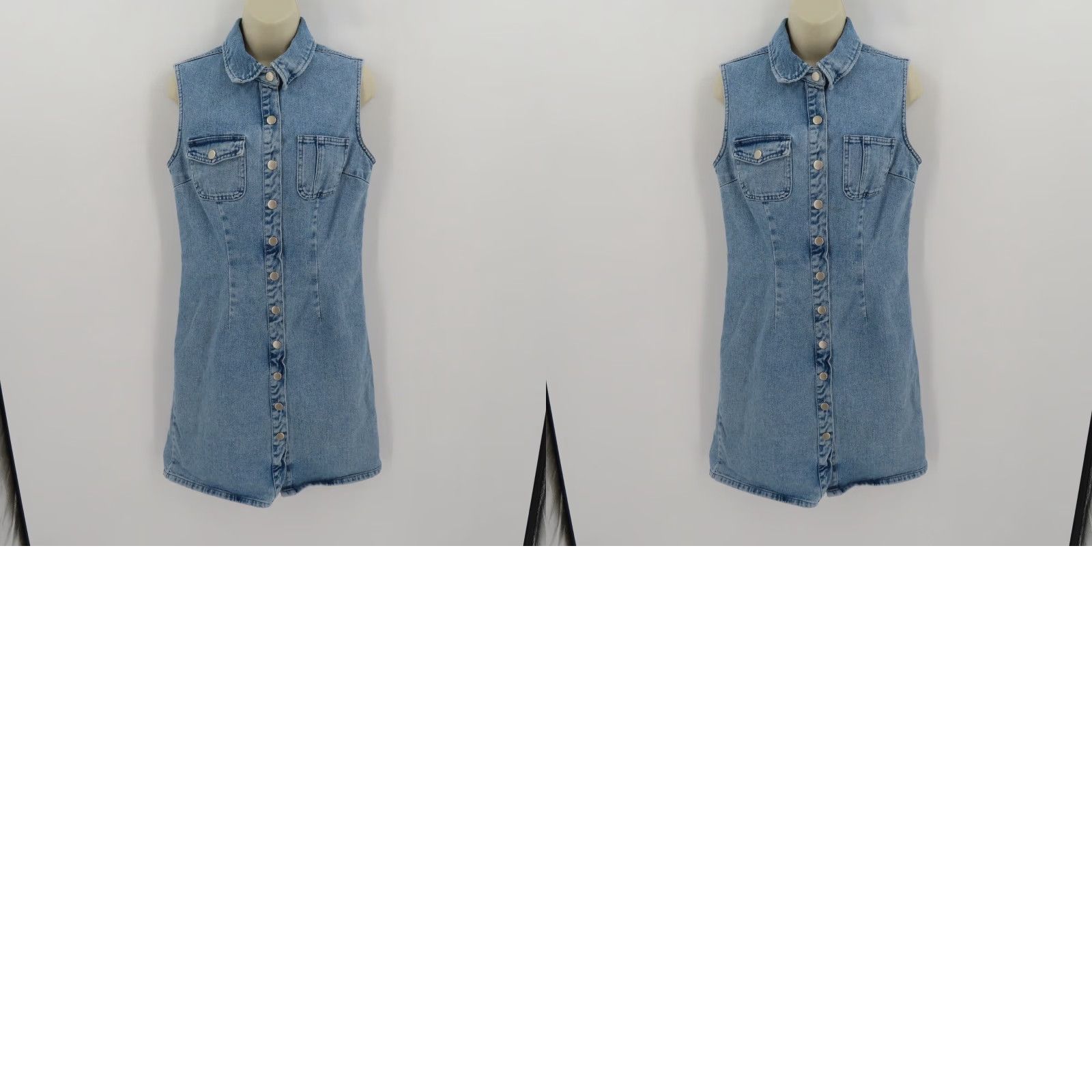 Vintage VINTAGE Newport News Jeansology Women 10 Collared Sleeveless Blue Denim Jean Snap Dress Dress Tank Size 32" / US 10 / IT 46 - 8 Thumbnail