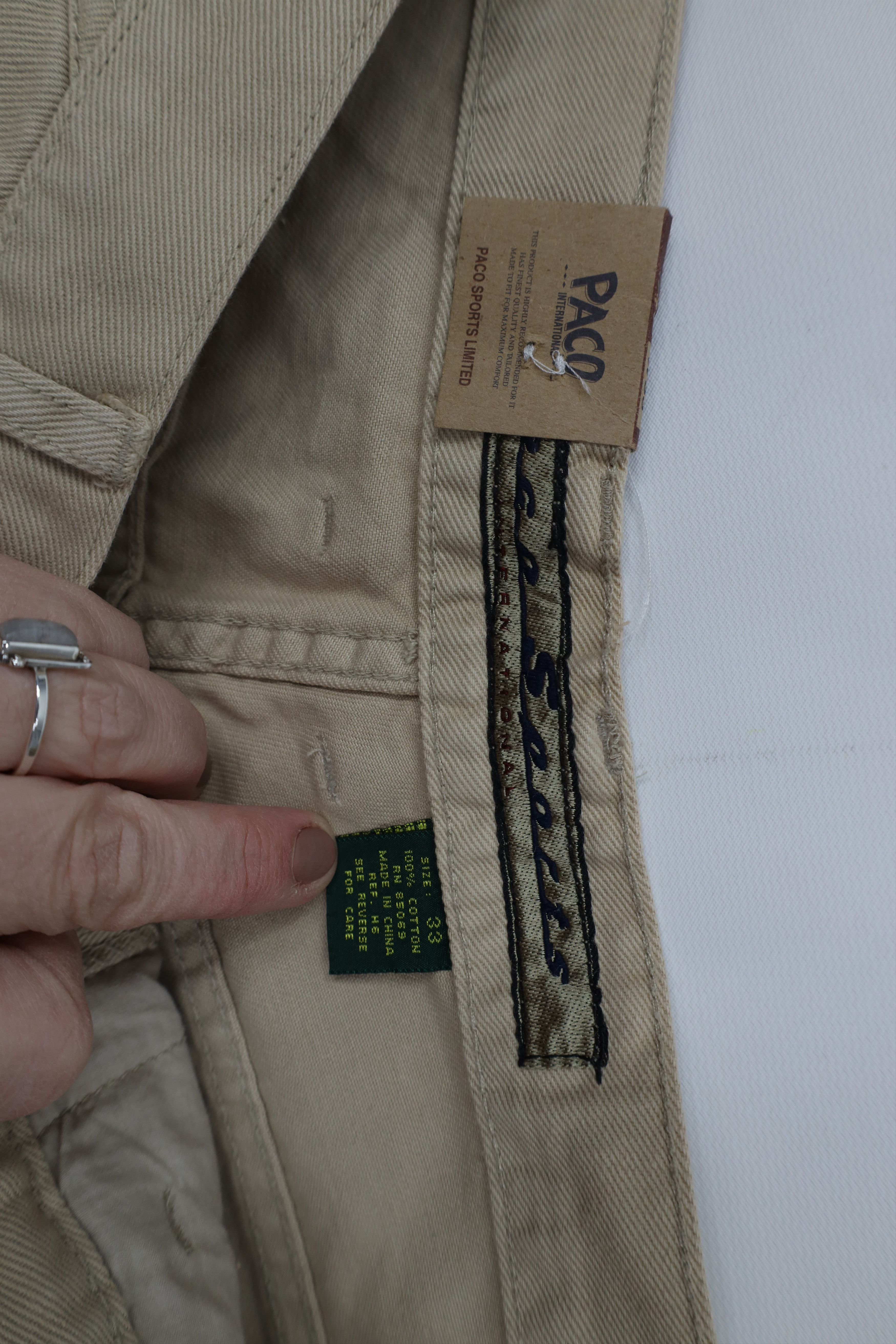 Vintage Deadstock Vintage 90s Paco Hip Hop Denim Jean Shorts Tan Size US 33 - 8 Thumbnail