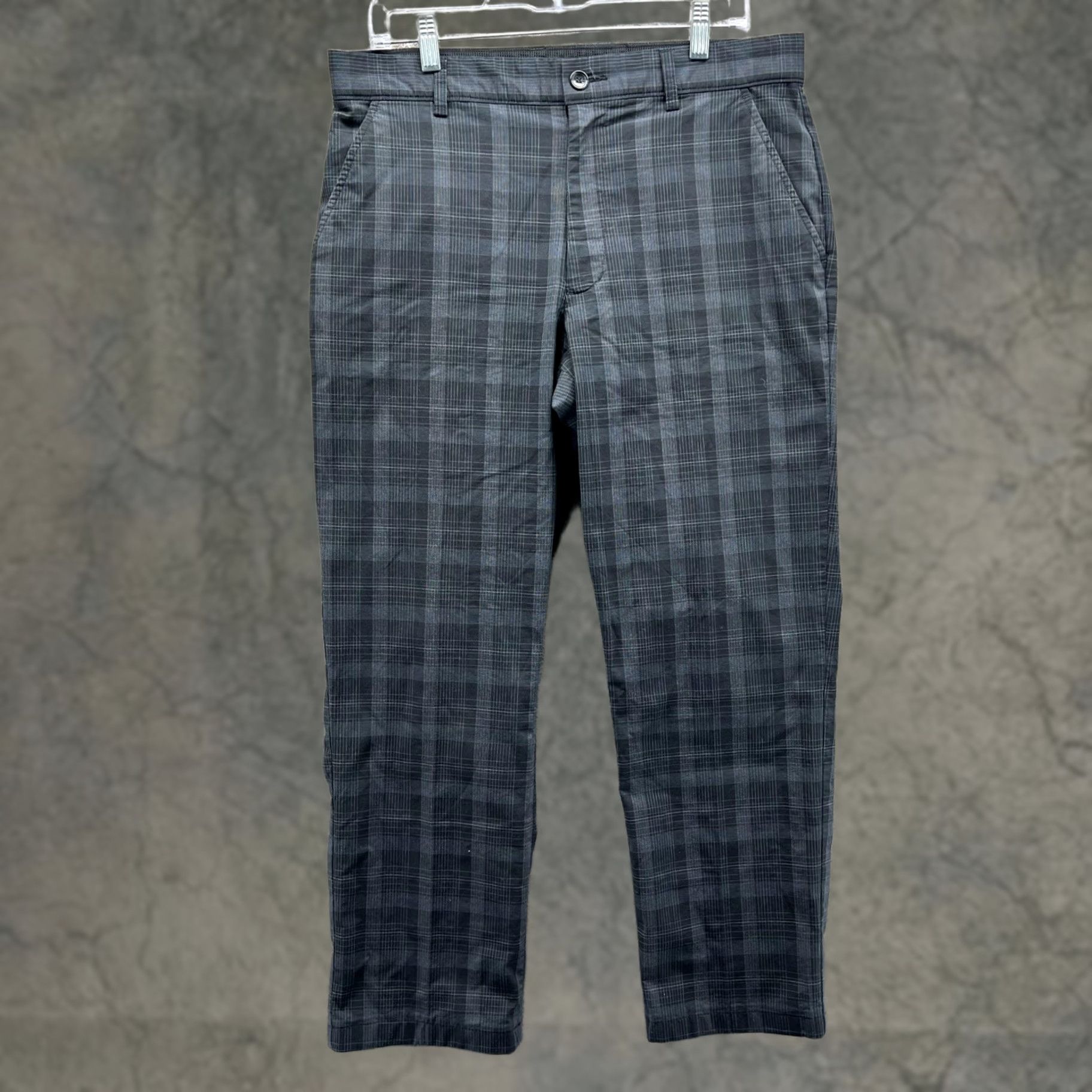 Vintage Greg Norman For Tasso Elba Pants Mens 32x30 Gray Plaid Slim Fit Stretch Golf Size US 32 / EU 48 - 1 Thumbnail