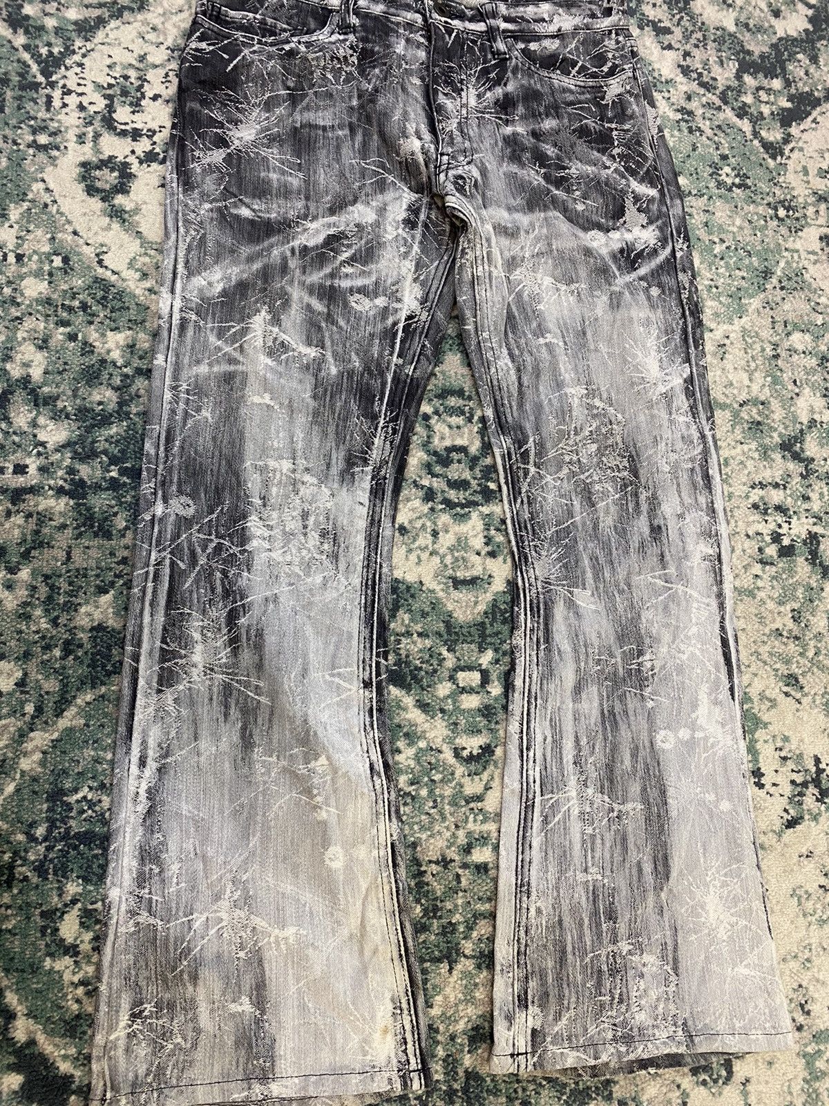 If Six Was Nine EDGE Rupert Spider Web Distressed Flare Denim Pant Size US 29 - 8 Thumbnail