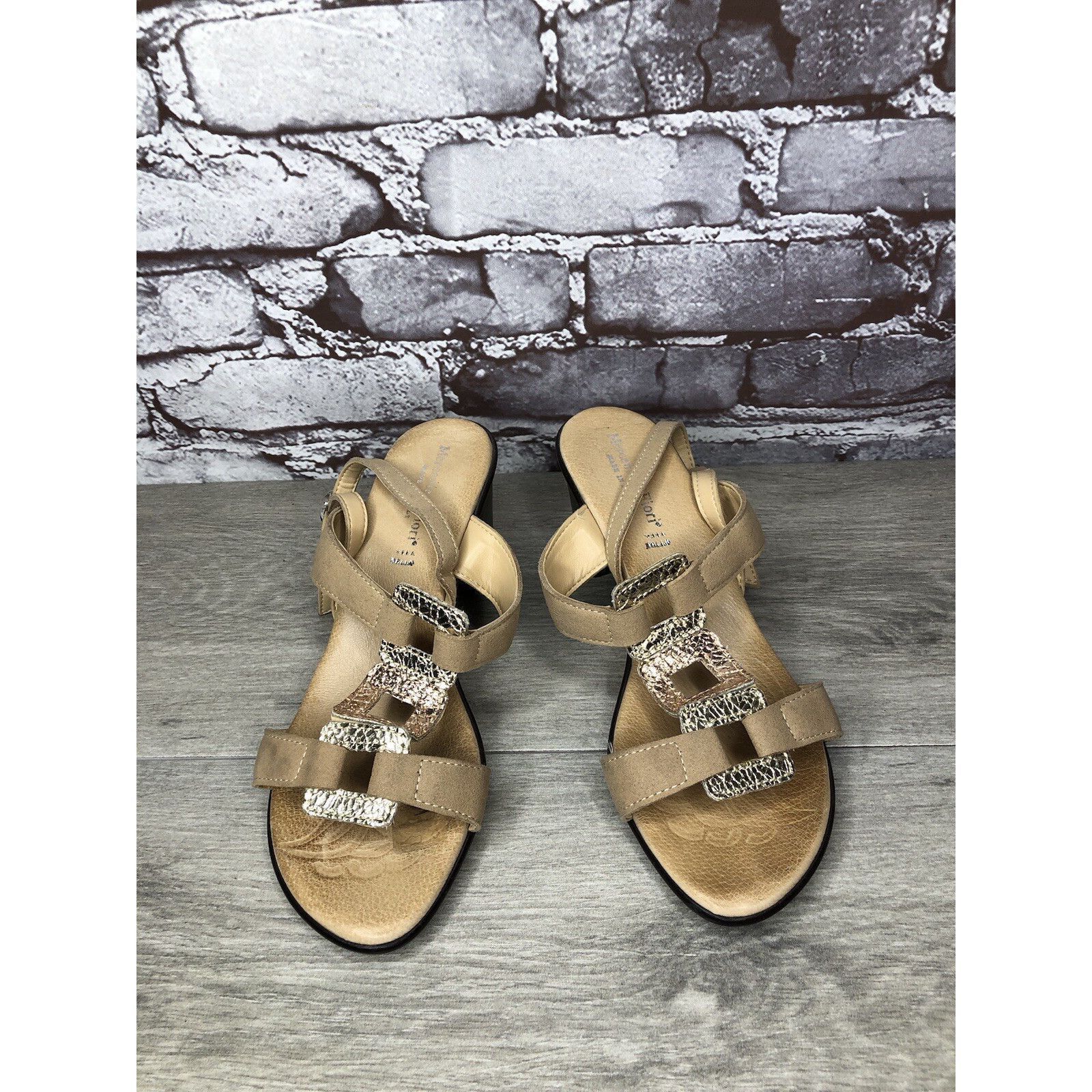 Other Mercante Di Fiori Tan Leather Ankle Strap Heel Sandals Women Size US 7.5 / IT 37.5 - 16 Thumbnail