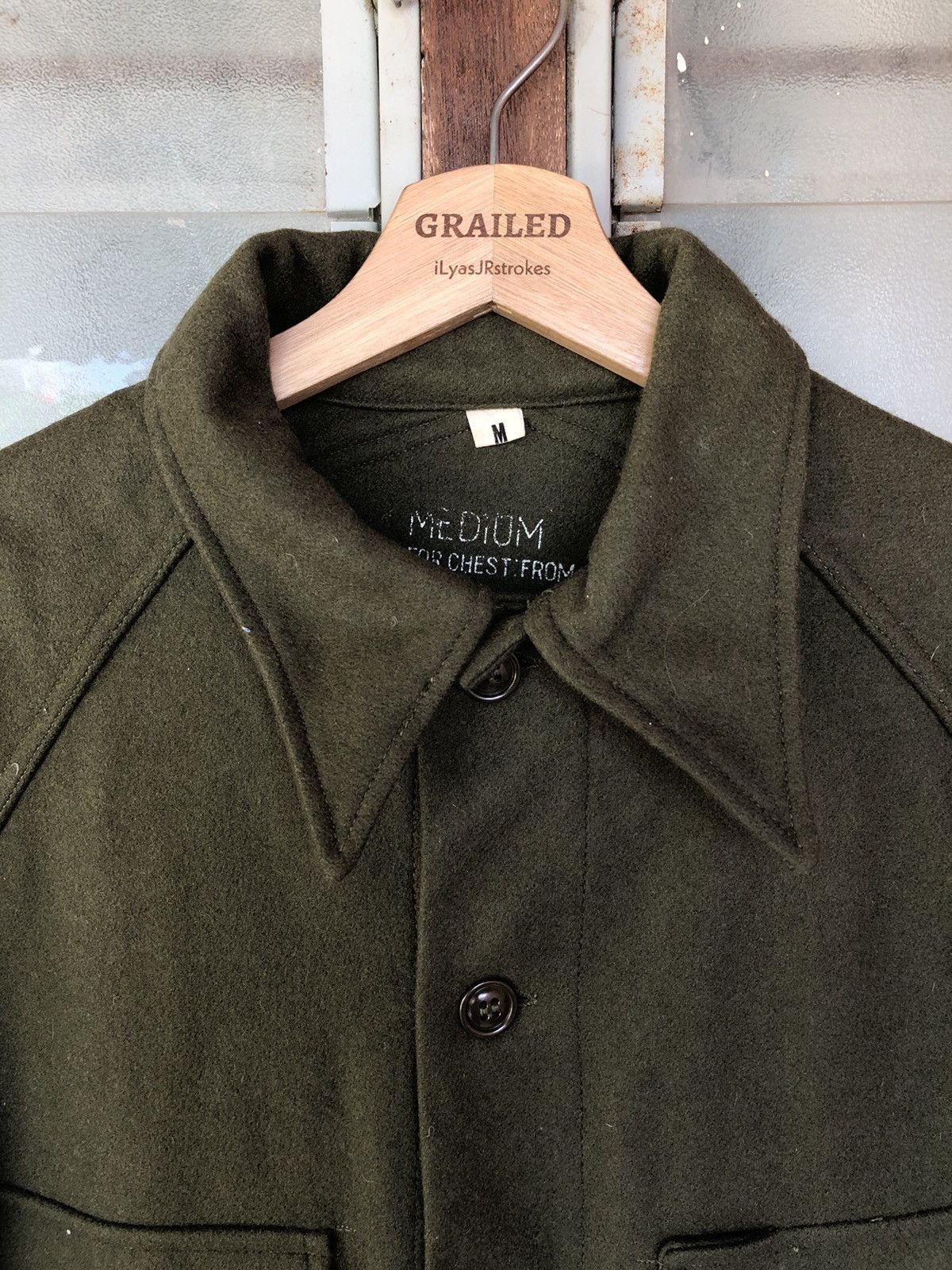 Vintage Vintage Army Green Wool Jacket Size US M / EU 48-50 / 2 - 15 Thumbnail
