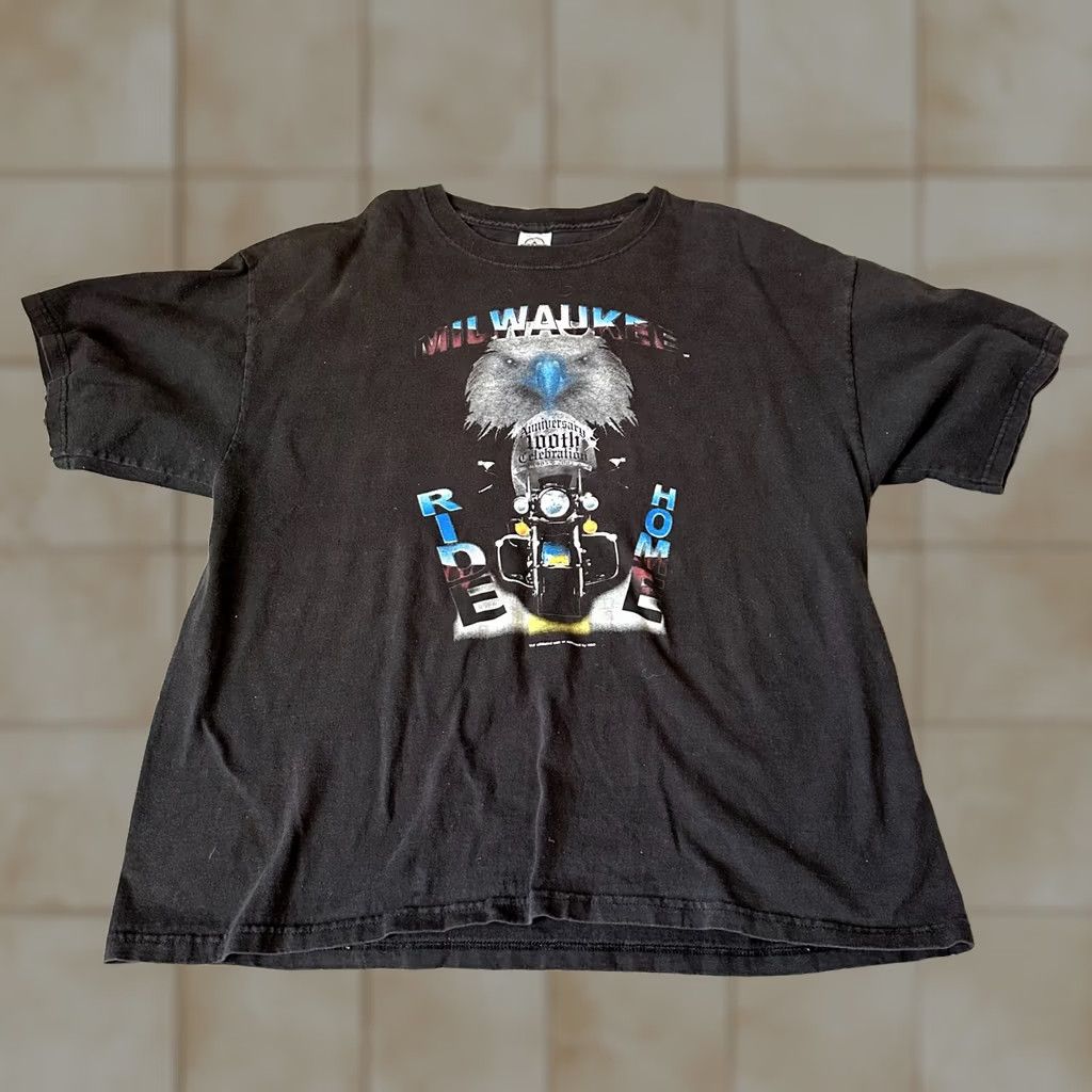 Vintage VINTAGE Motorcycle Shirt Mens XL Black Y2K Motors Rally Eagle Engine T-Shirt 80s 90s Classic Size US XL / EU 56 / 4 - 1 Thumbnail