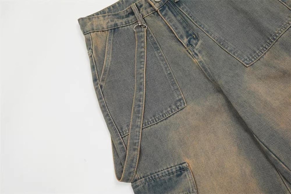 Japanese Brand × Jean Men's washed distressed cargo jeans with multiple pockets Size US 32 / EU 48 - 4 Thumbnail
