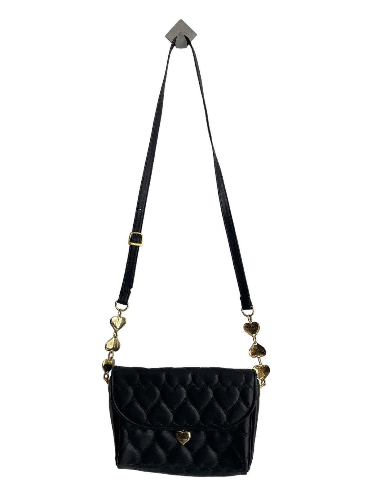 Genuine Leather × Moschino Vintage Moschino Leather Quilted Heart Pattern Shoulder Bag Size ONE SIZE - 4 Thumbnail