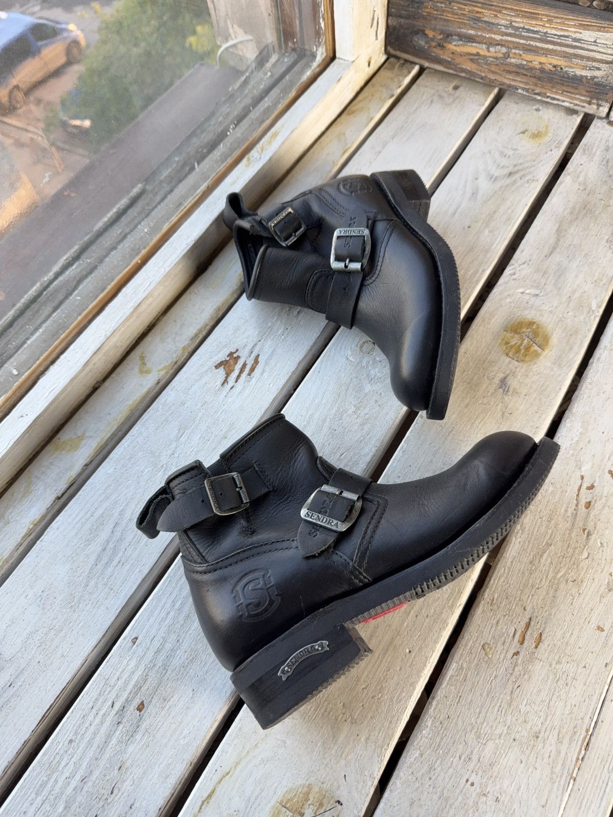 Sendra Sendra 7998 Biker Engineer Boots Black Leather Spain Size US 7 / EU 40 - 17 Thumbnail