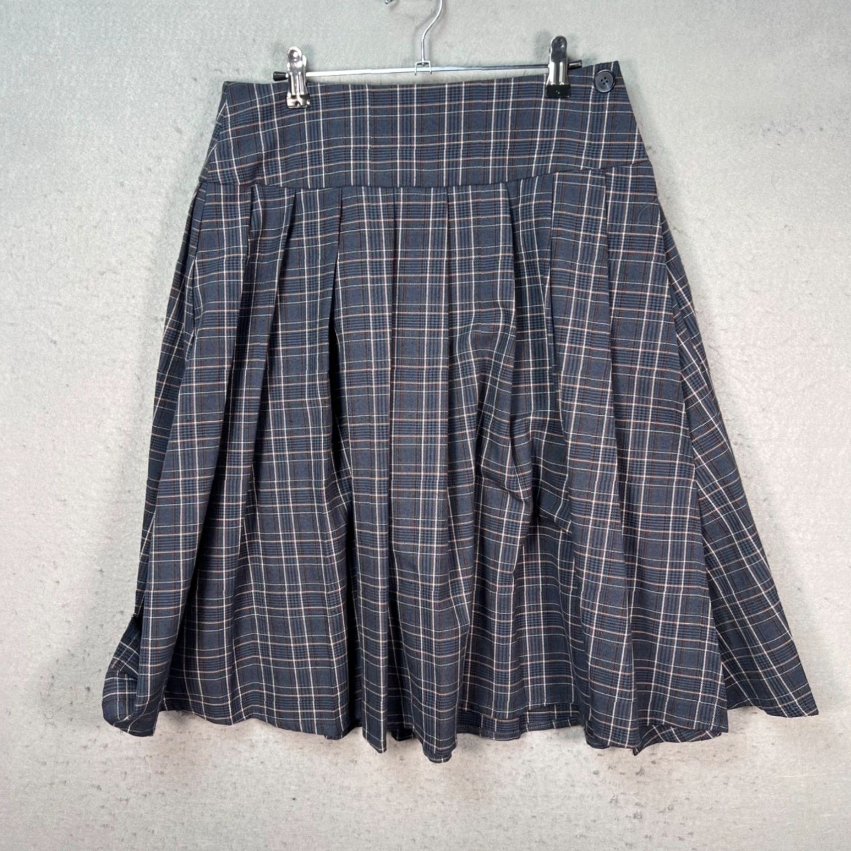 Vintage Motel Womens XS Blue Plaid Pleated A-Line Skirt Size 26" / US 2 / IT 38 - 2 Thumbnail