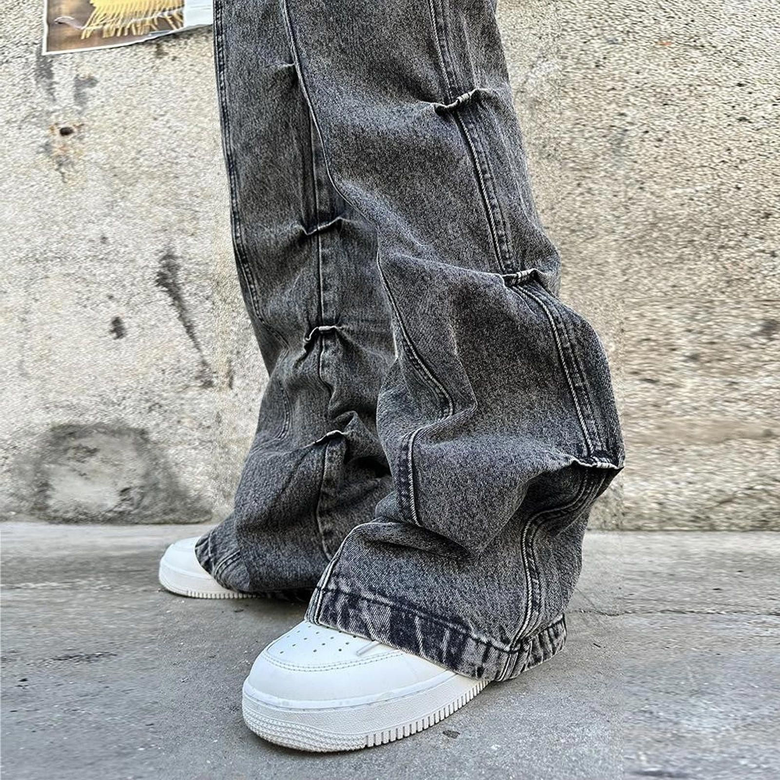 Japanese Brand Pleated Stacked Flared Denim Jeans Size US 30 / EU 46 - 5 Thumbnail