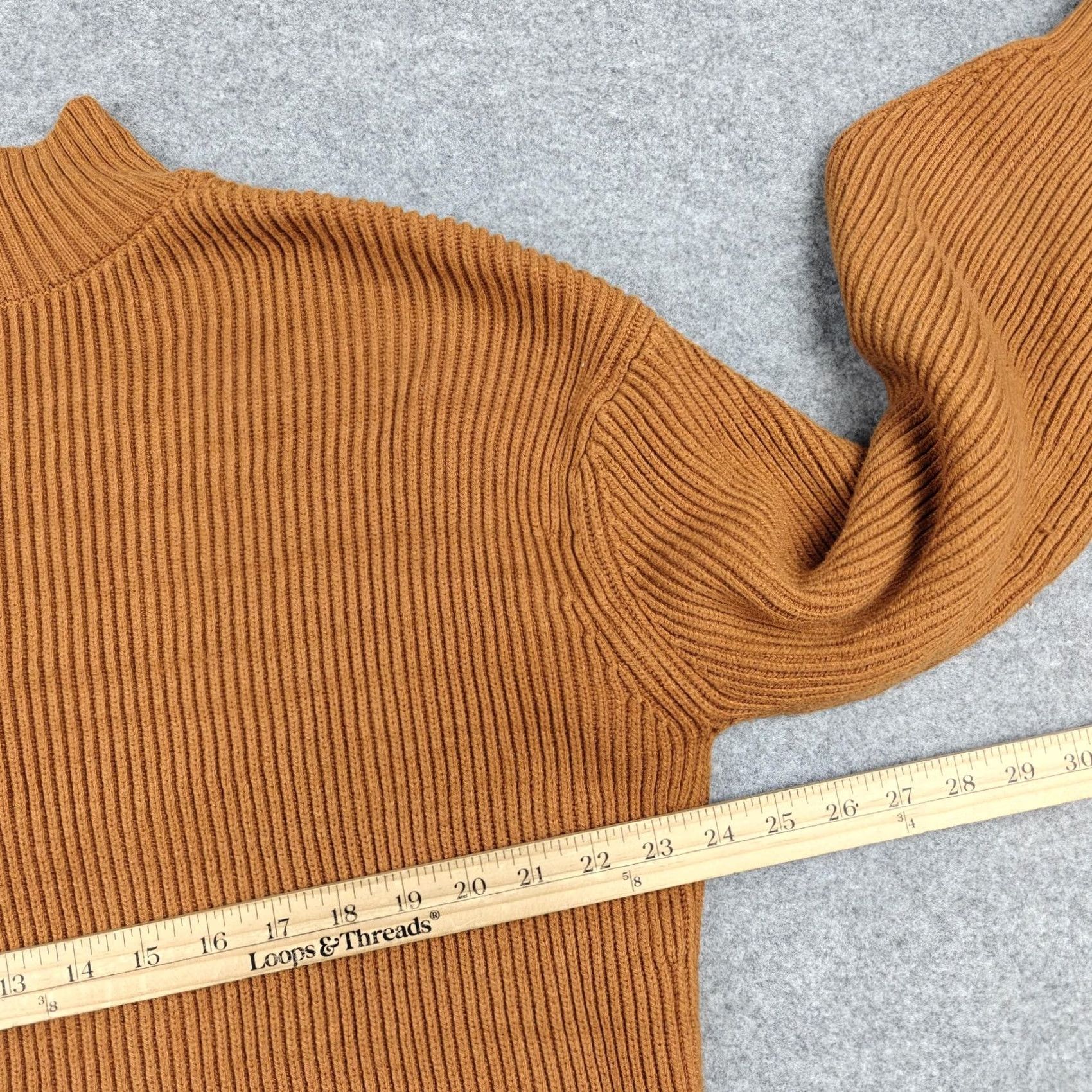 Vintage Maeve Sweater Womens XL Brown Ribbed Knit Mock Neck Balloon Sleeve Pullover Size XL / US 12-14 / IT 48-50 - 6 Thumbnail