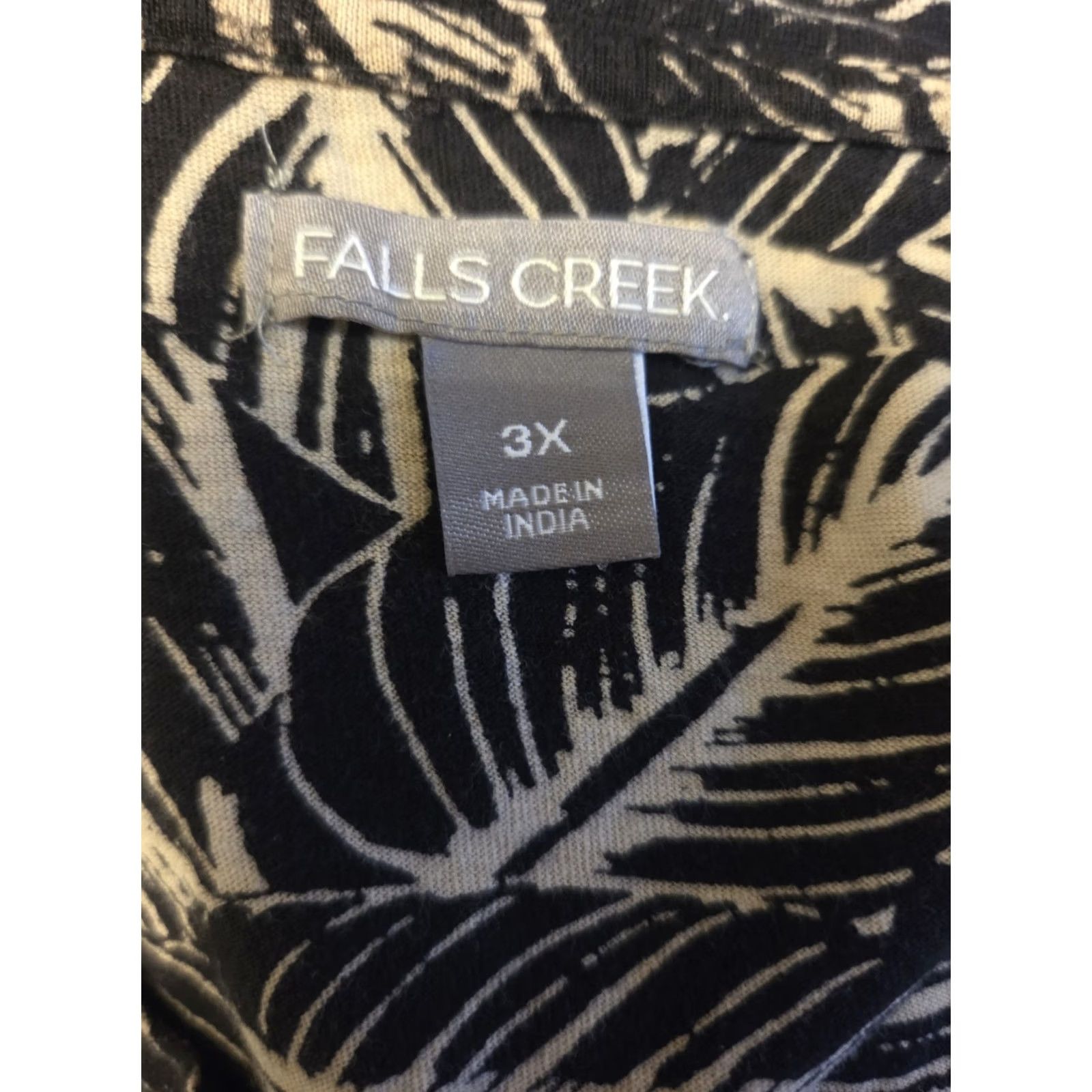 Vintage Falls Creek Shirt Black Palm Leaf Print Short Sleeve Casual Top 3X Plus Womens Size XXL / US 16-18 / IT 52-54 - 6 Thumbnail