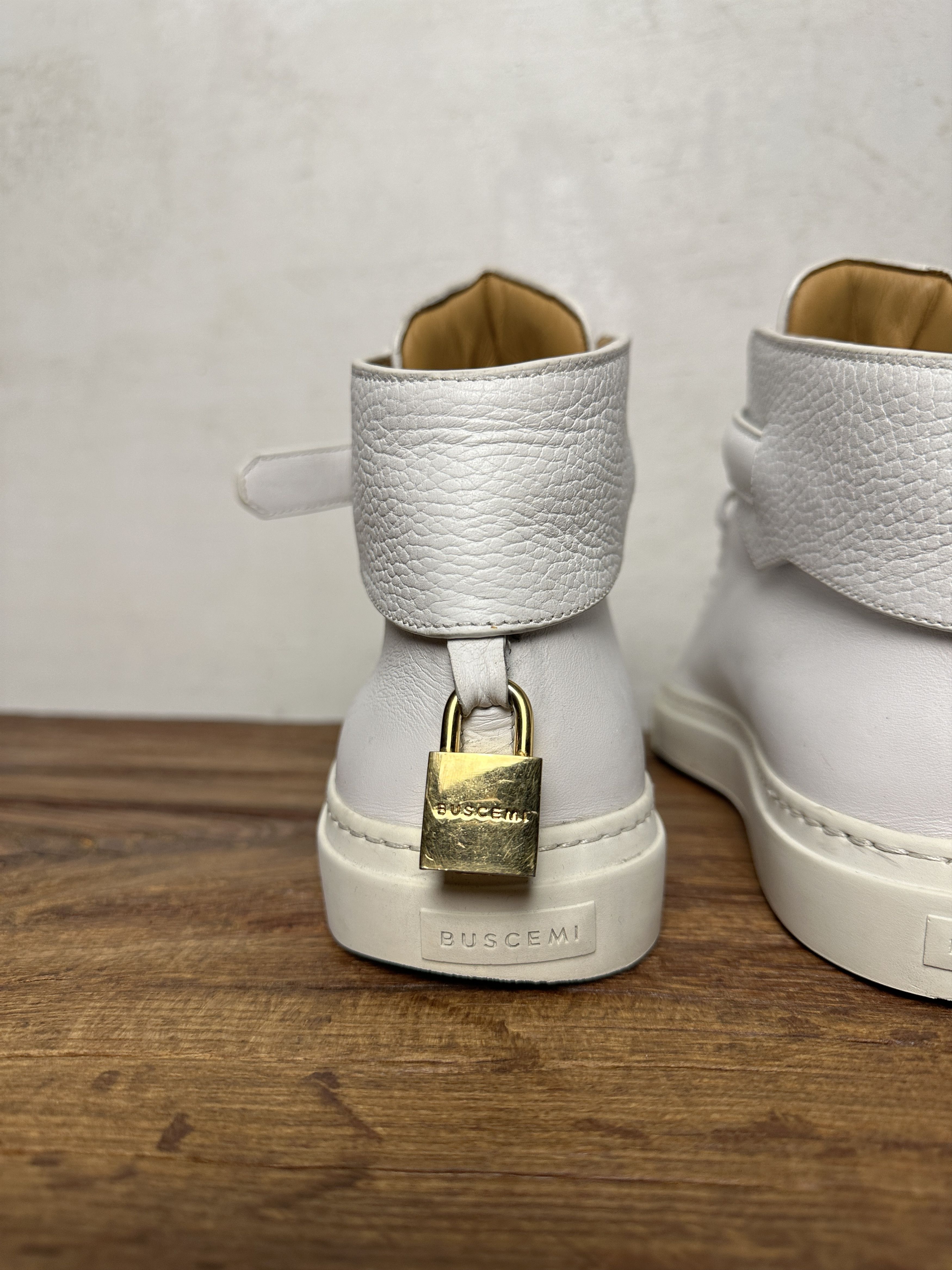 Buscemi 100MM Buckle White Sneakers Hi Top Sneakers