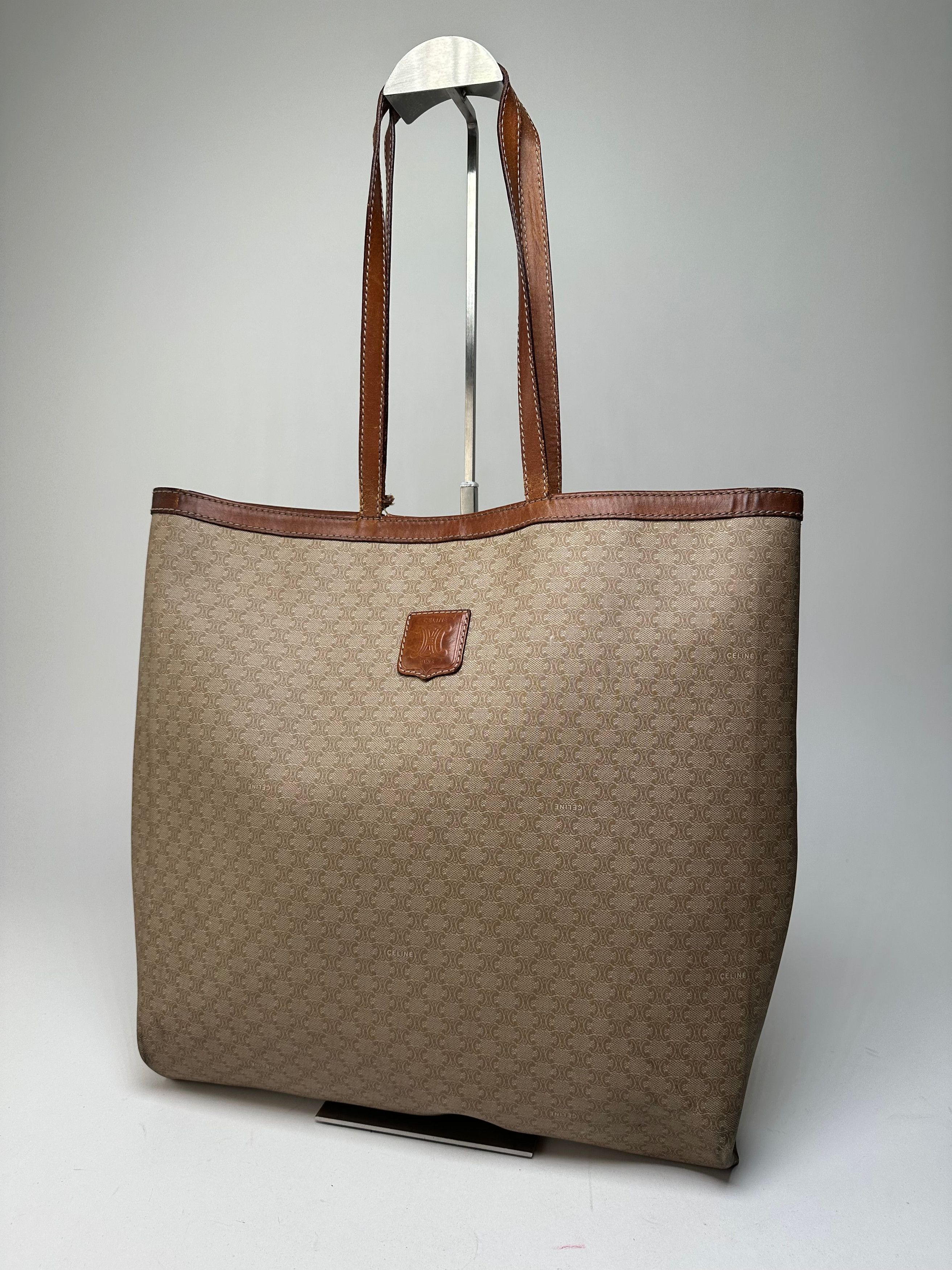 Celine Vintage Paris Triomphe Monogram Canvas Leather Tote Bag Beig Size ONE SIZE - 1 Thumbnail