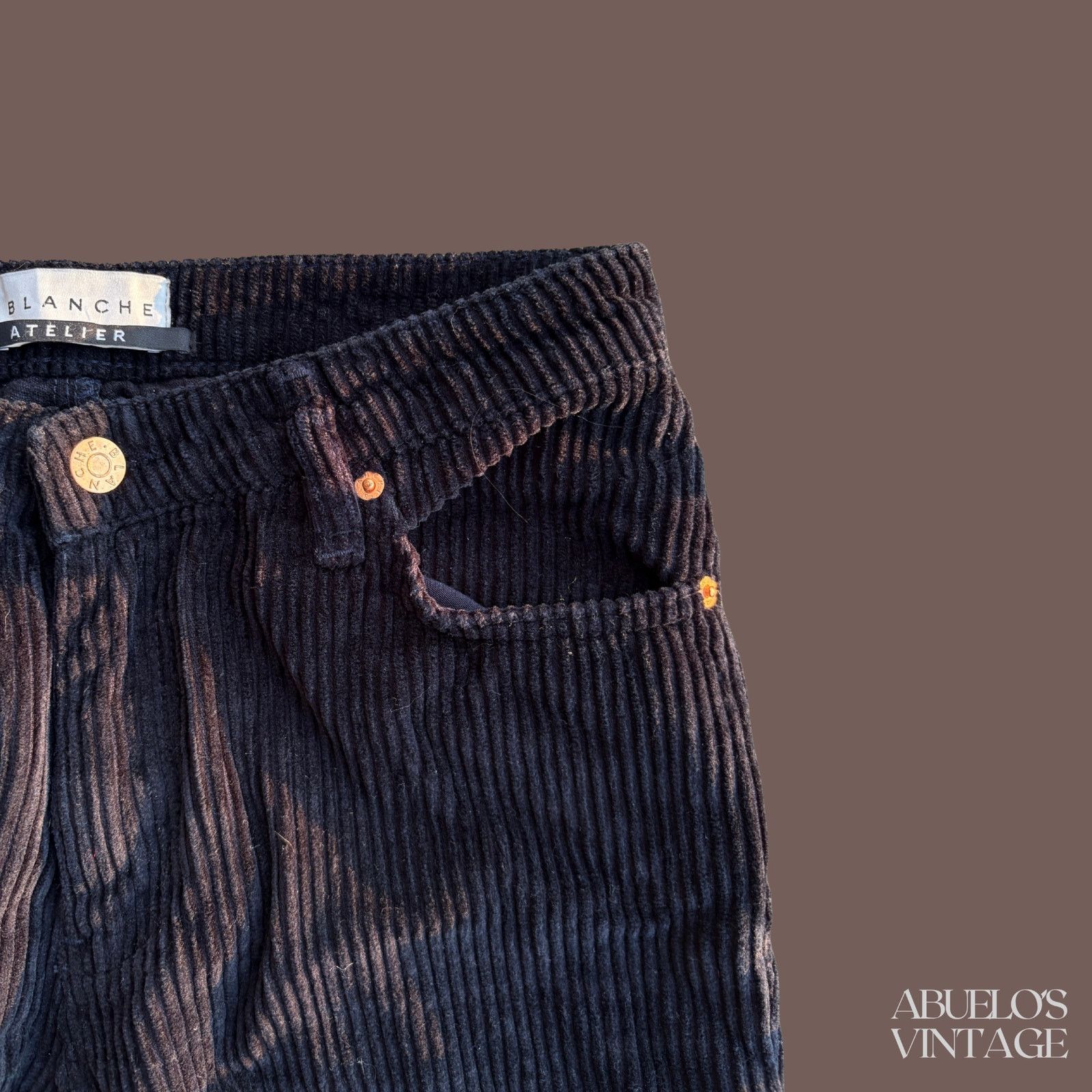 Vintage VTG Corduroy Pants Blanche Atelier Black | Minimal Workwear Size 28" / US 6 / IT 42 - 2 Thumbnail