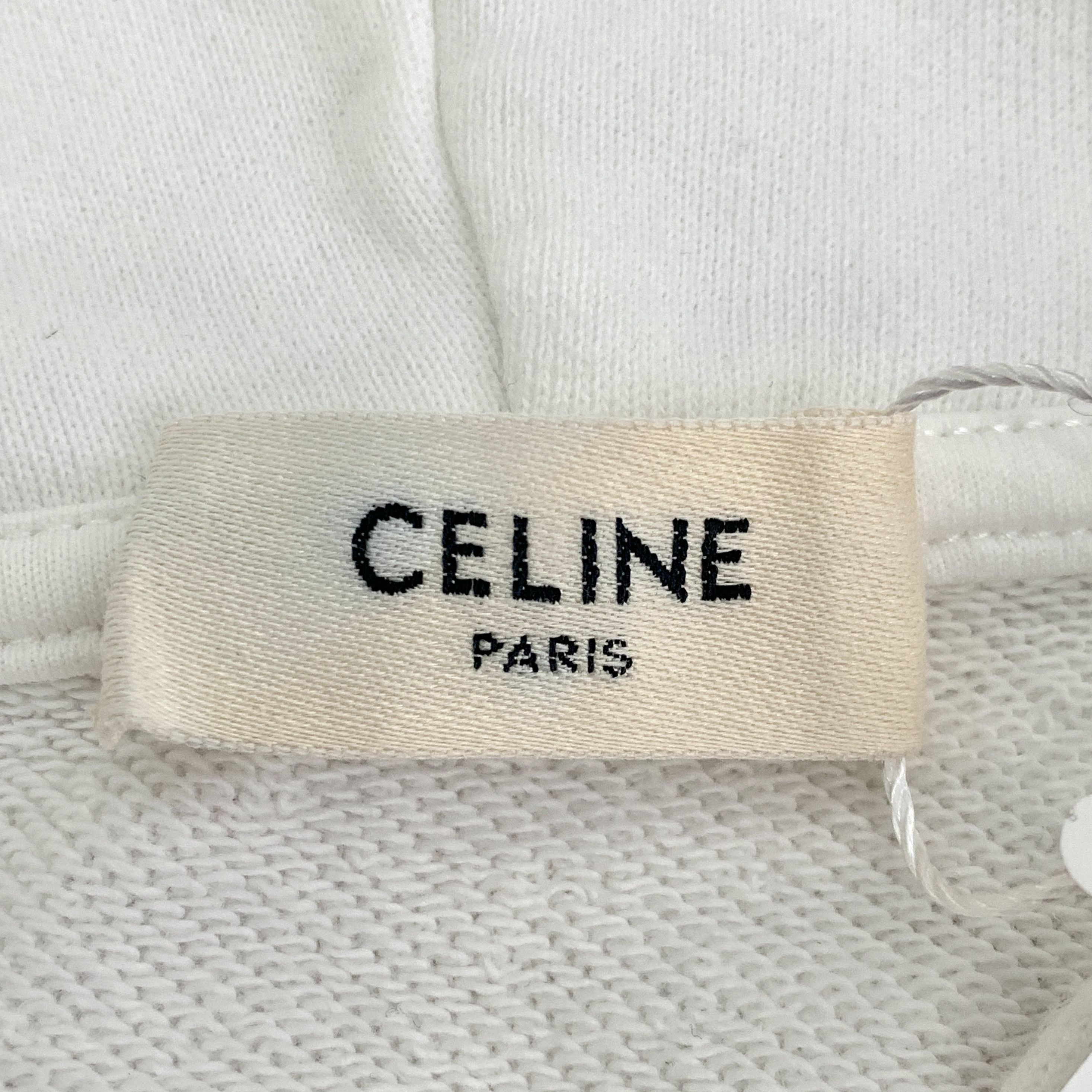 Celine Celine White Logo Print Cotton Zip-Up Hoodie (Size L) Size US L / EU 52-54 / 3 - 2 Thumbnail