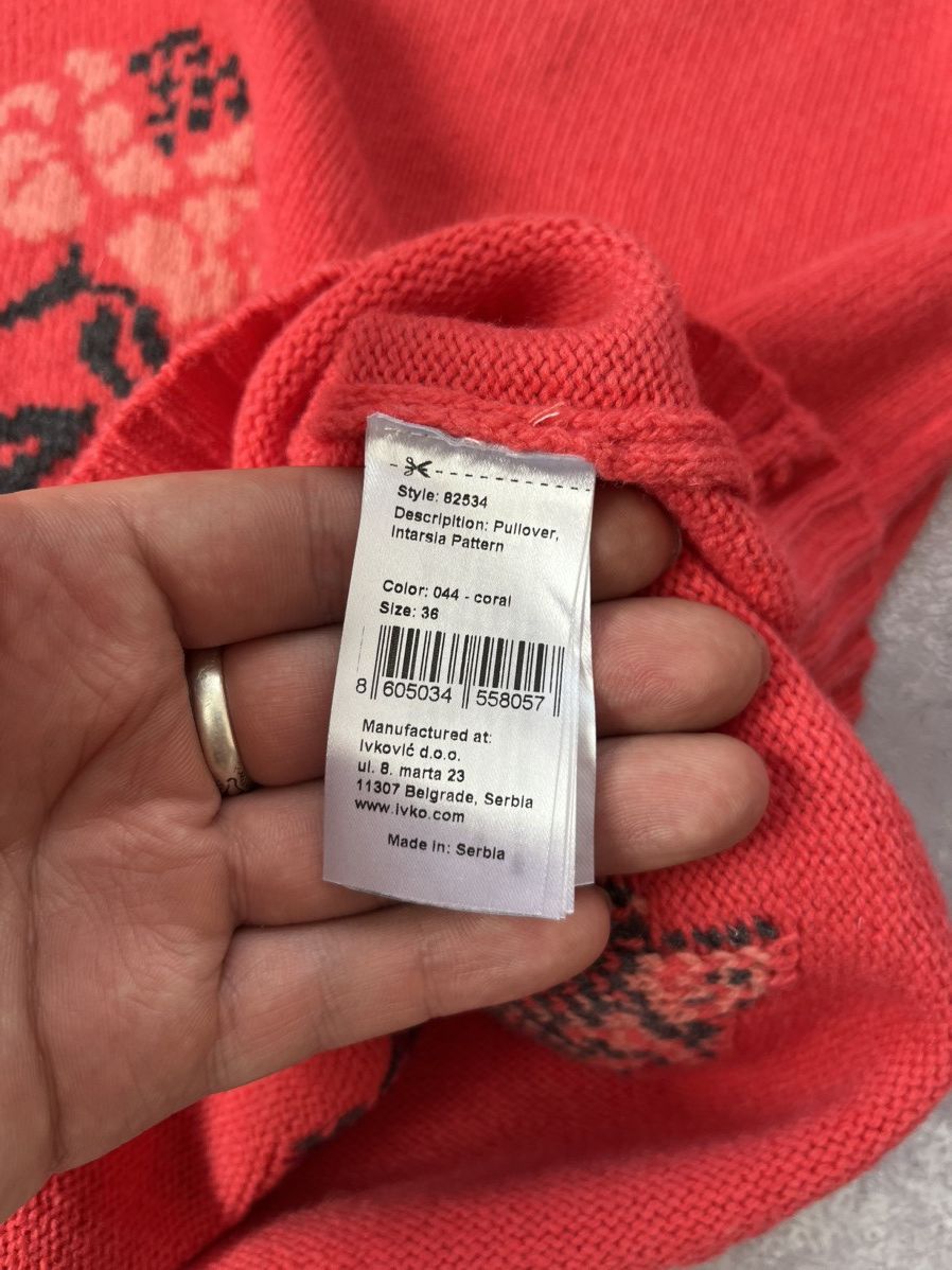 Other Womens Wool Sweater Ivko Size 36 Coral Flower Pattern Size XS / US 0-2 / IT 36-38 - 6 Thumbnail