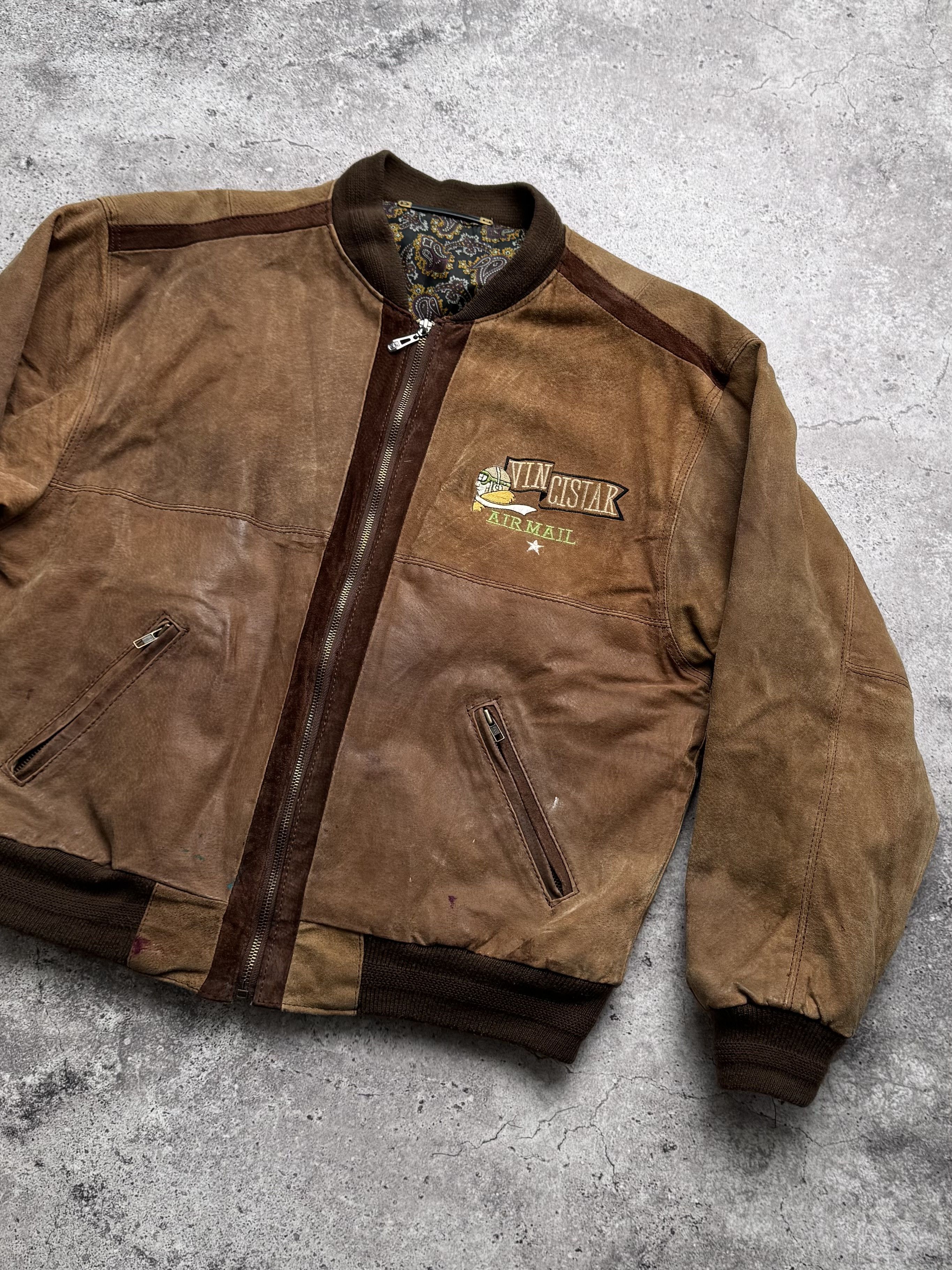 Vintage Vintage Faded Leather Bomber Jacket C2(V482) Size US XL / EU 56 / 4 - 3 Thumbnail
