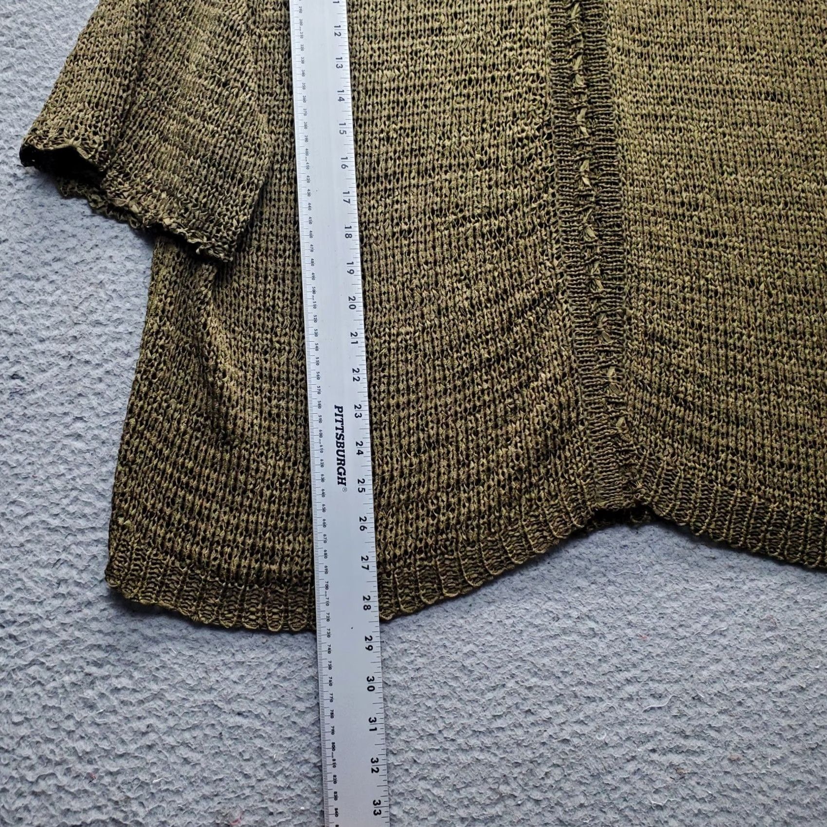 Lee Kathie Lee Cardigan Sweater Women 26W Green Casual Open Knit Short Sleeve V-Neck Shirt Ladies 26W Green Casual Knit Cardigan Size 4XL / US 24-26 - 3 Thumbnail