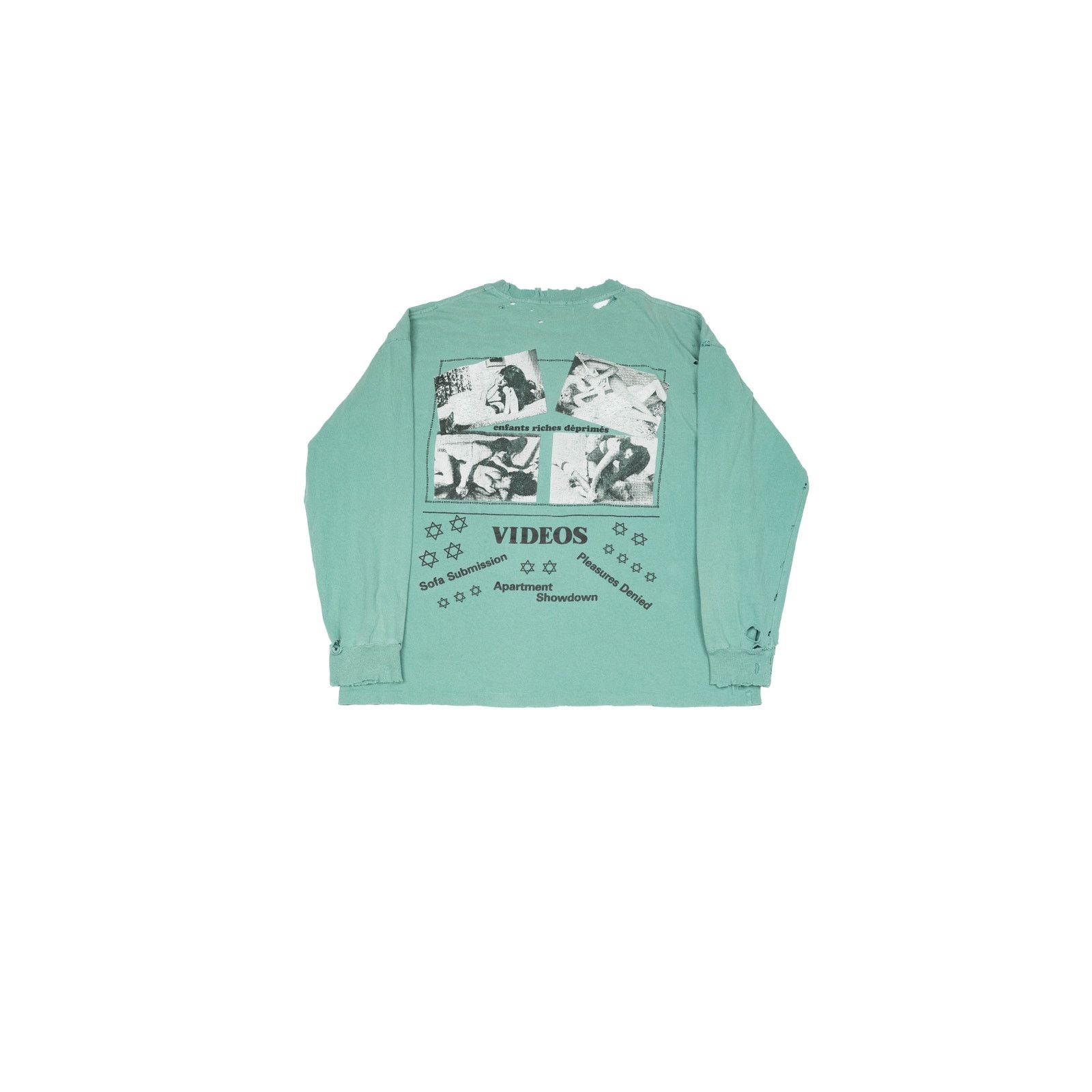 Enfants Riches Deprimes Pleasures Denied' Teal Distressed Long Sleeve Size US M / EU 48-50 / 2 - 2 Thumbnail