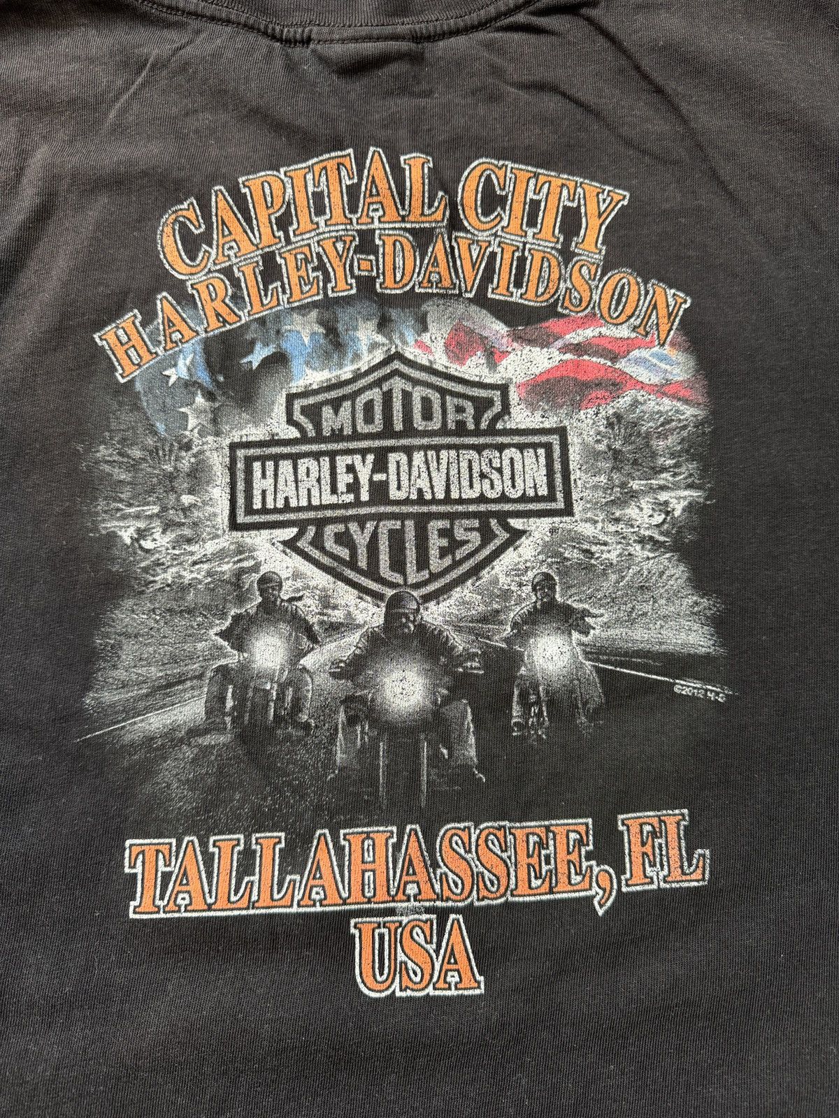 Harley Davidson × Vintage Vintage Harley Davidson Faded Black T-Shirt Size US XL / EU 56 / 4 - 4 Thumbnail