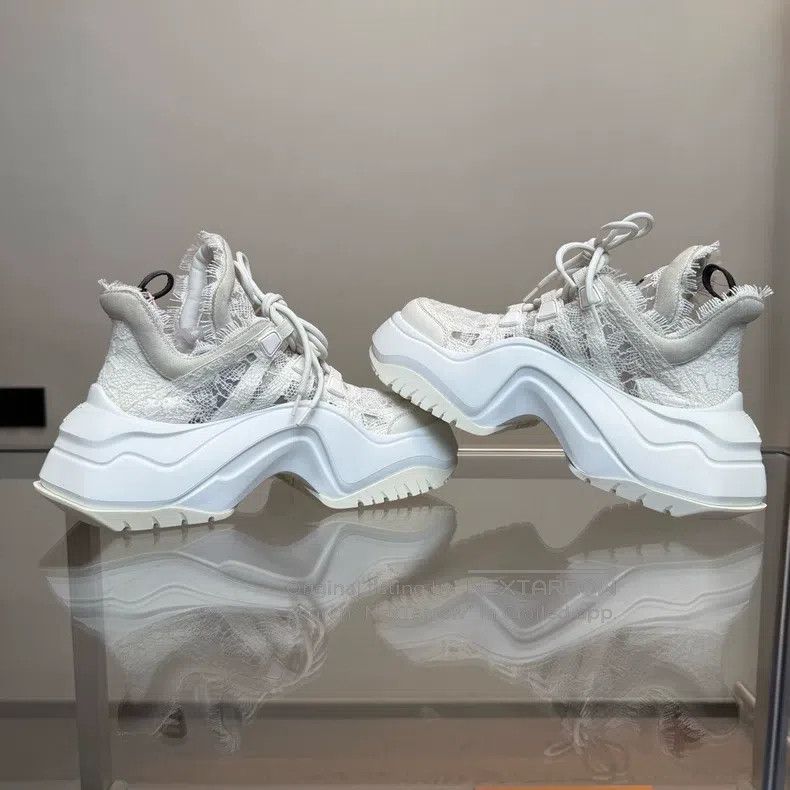 Louis Vuitton Louis Vuitton Archlight 2.0 White Silk Cutout Platform Arc Size US 8.5 / IT 38.5 - 3 Thumbnail