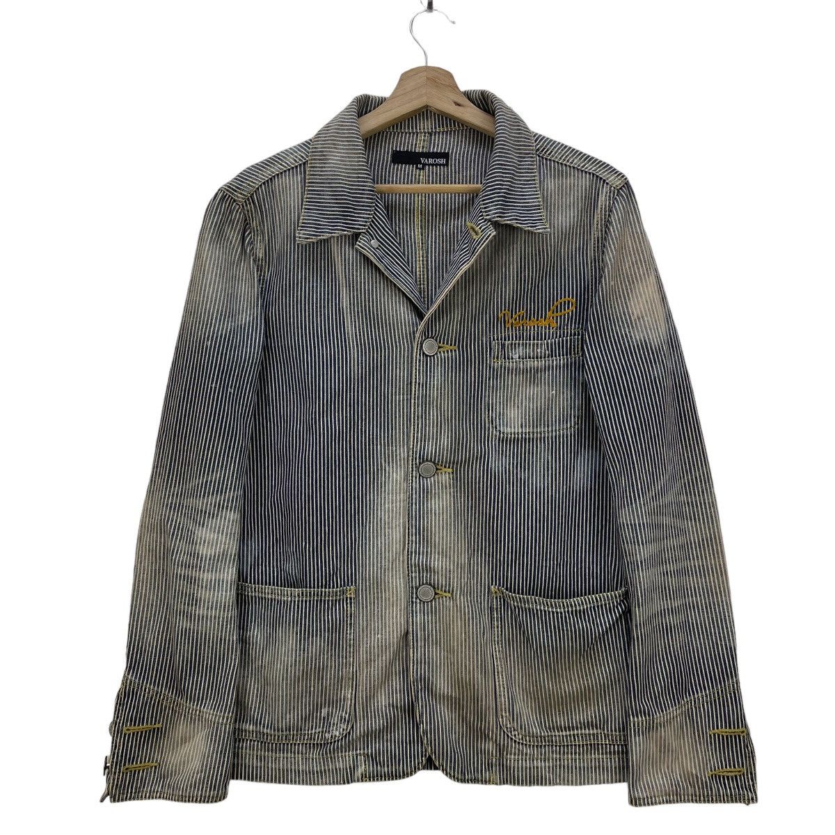 Japanese Brand 🔥Vintage Faded Varosh Hikory Stripe Jacket Size US S / EU 44-46 / 1 - 1 Thumbnail